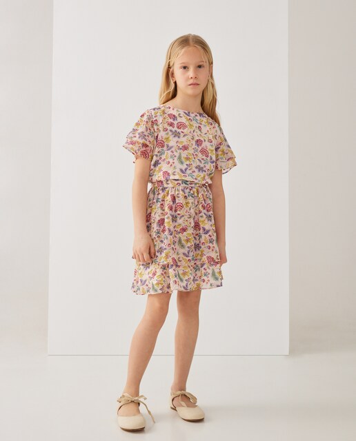 Falda estampado flor cretona de niña