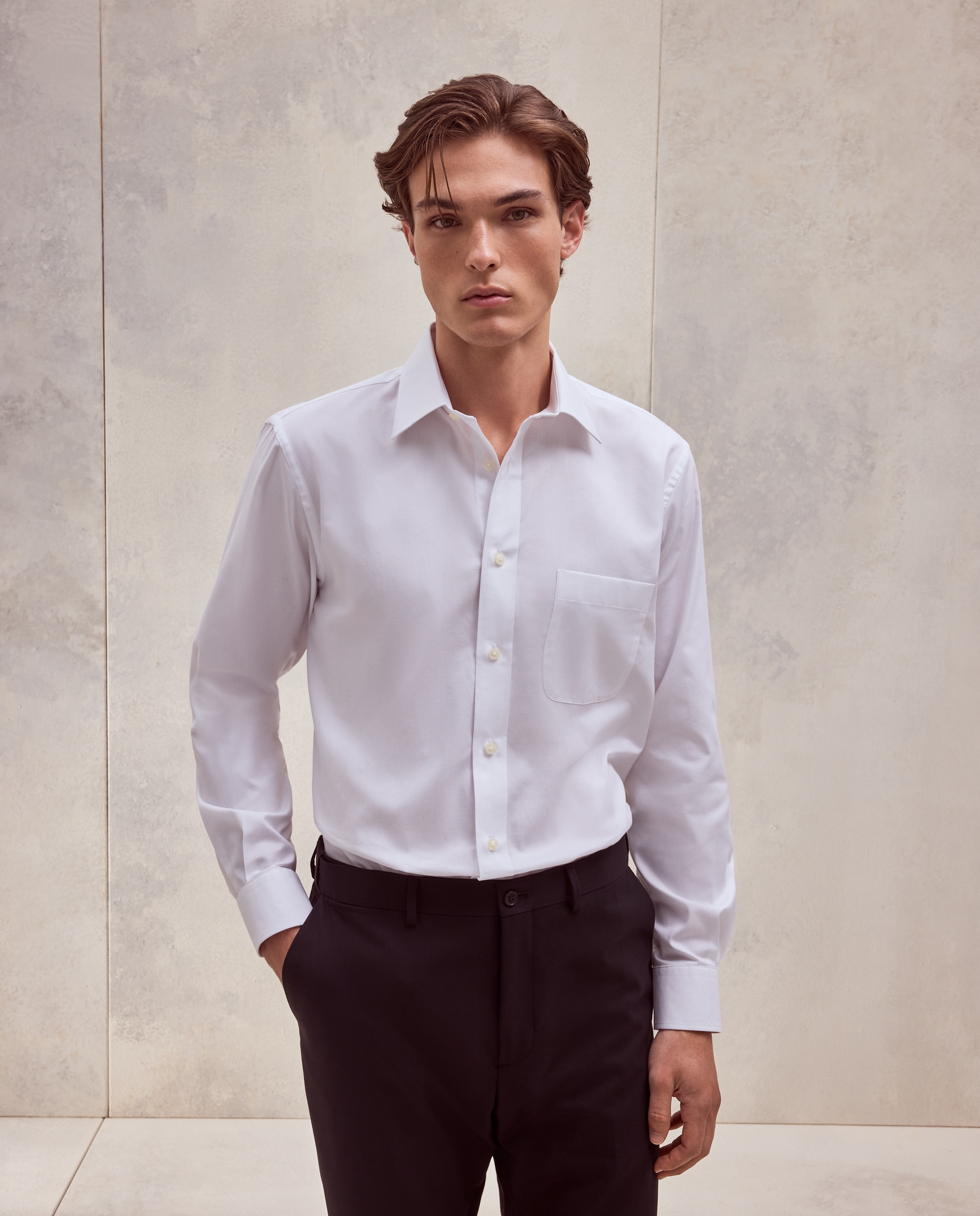 Camisa classic fit con algodón con estructura de hombre - Dustin - Blanco Blanco-1