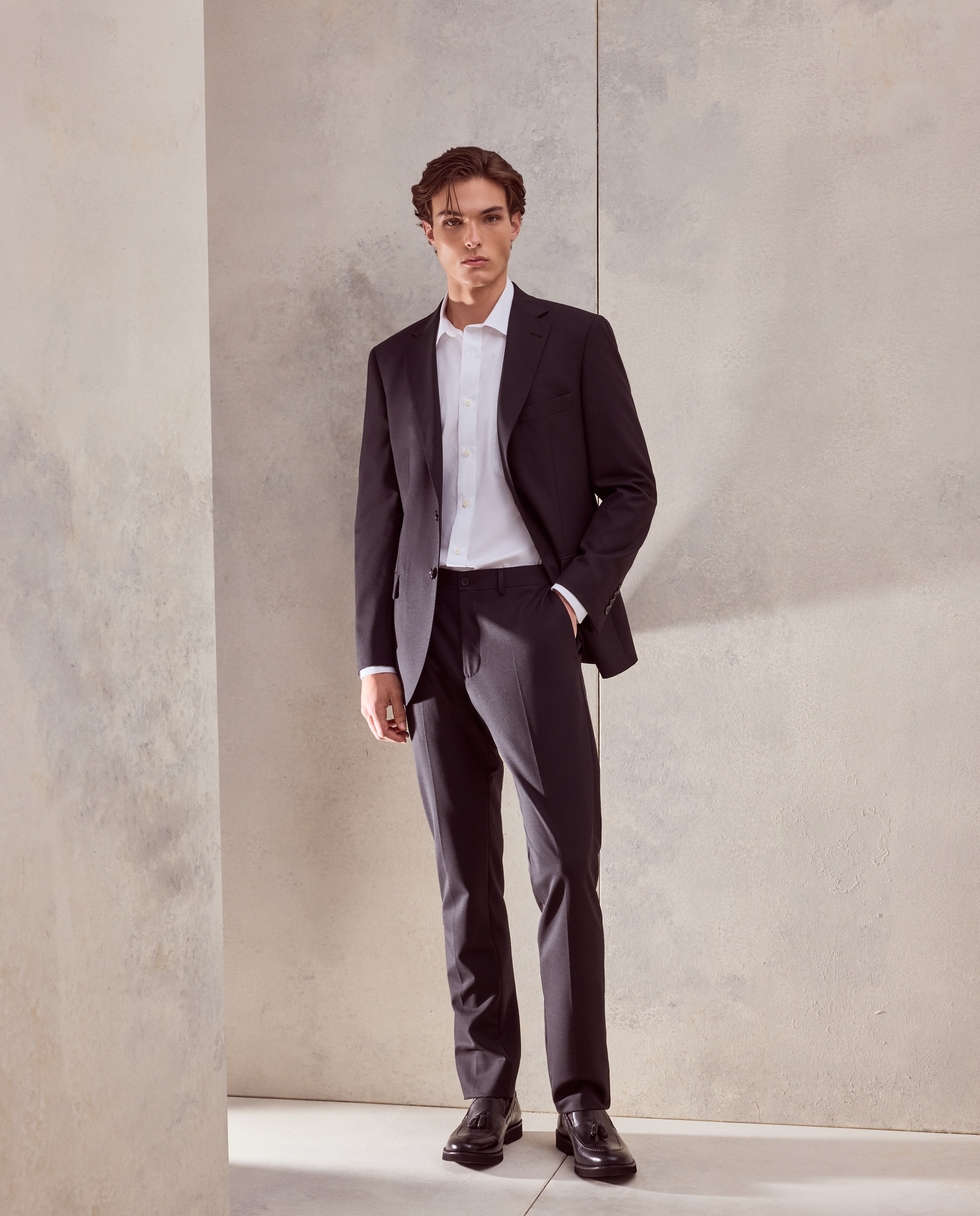 Camisa classic fit con algodón con estructura de hombre - Dustin - Blanco Blanco-2