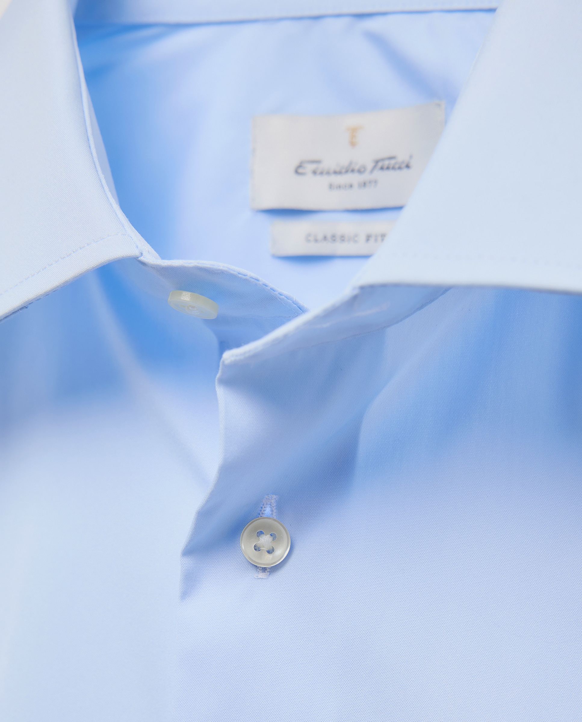 Camisa Clássica Lisa de Popelina Azul-5