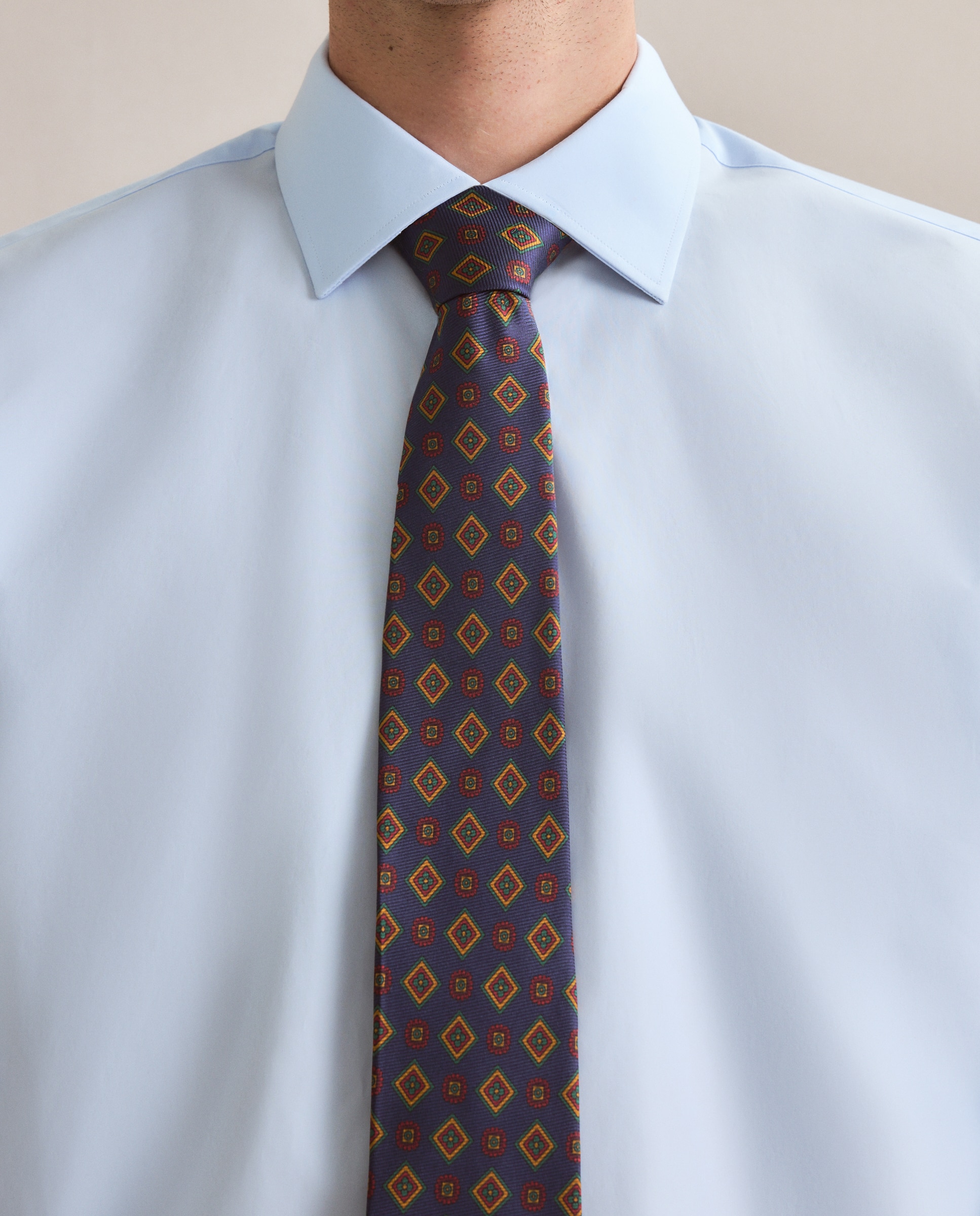 Camisa Formal de Manga Comprida Azul-4