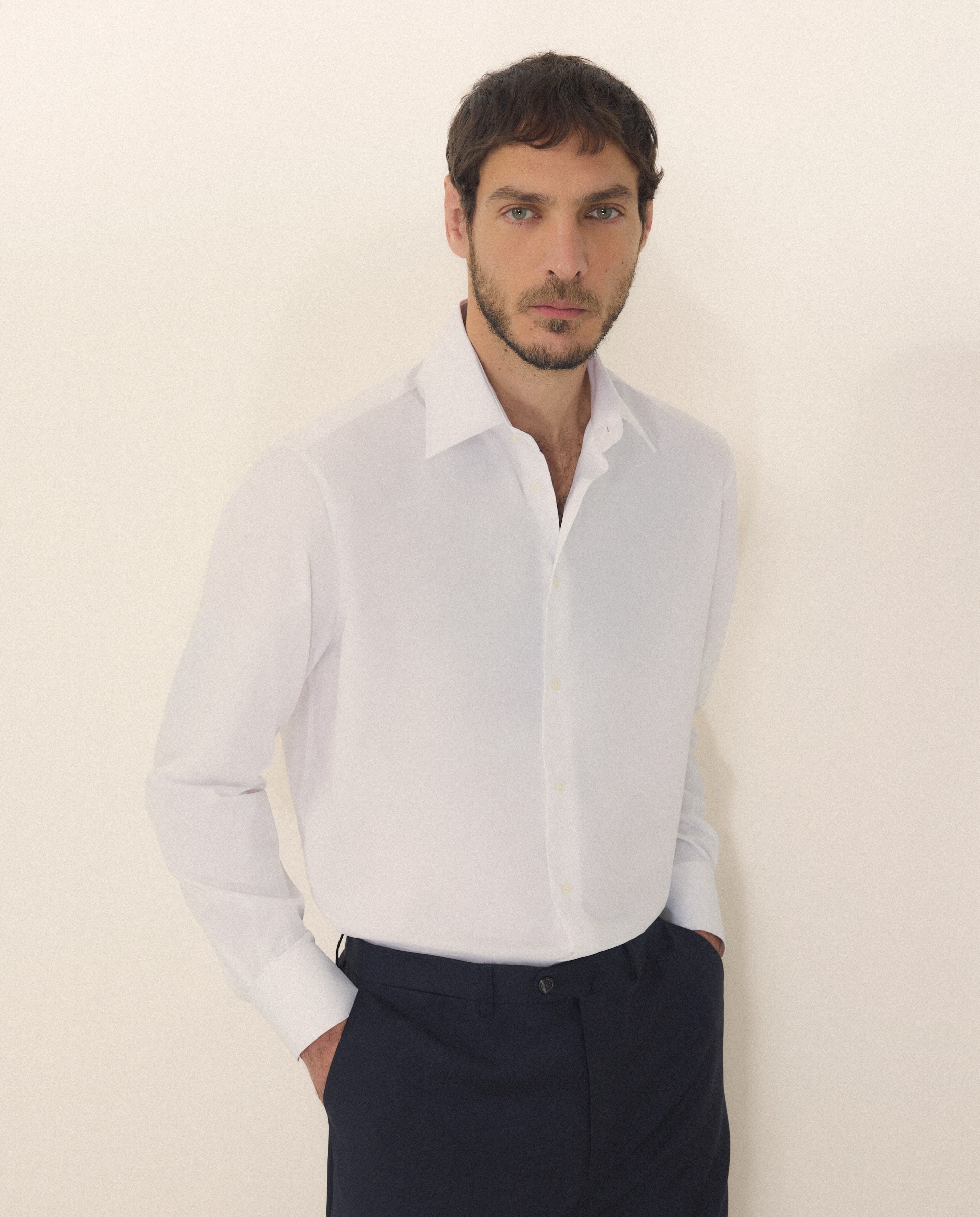 Camisa vestir 100% algodón non iron fit classic - Emidio Tucci - Blanco Blanco-1