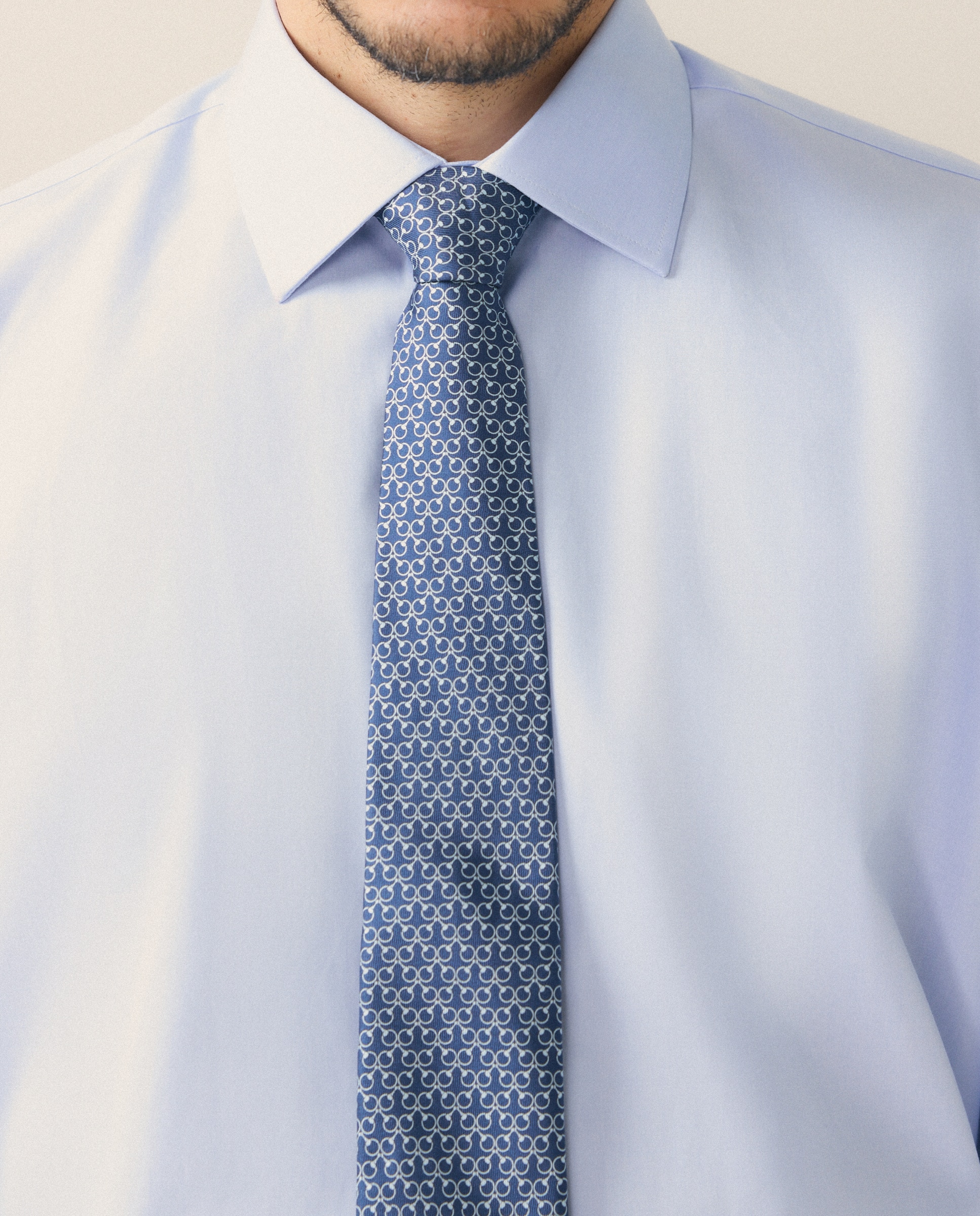 Camisa Formal de Algodão Egípcio com Manga Comprida Azul-4