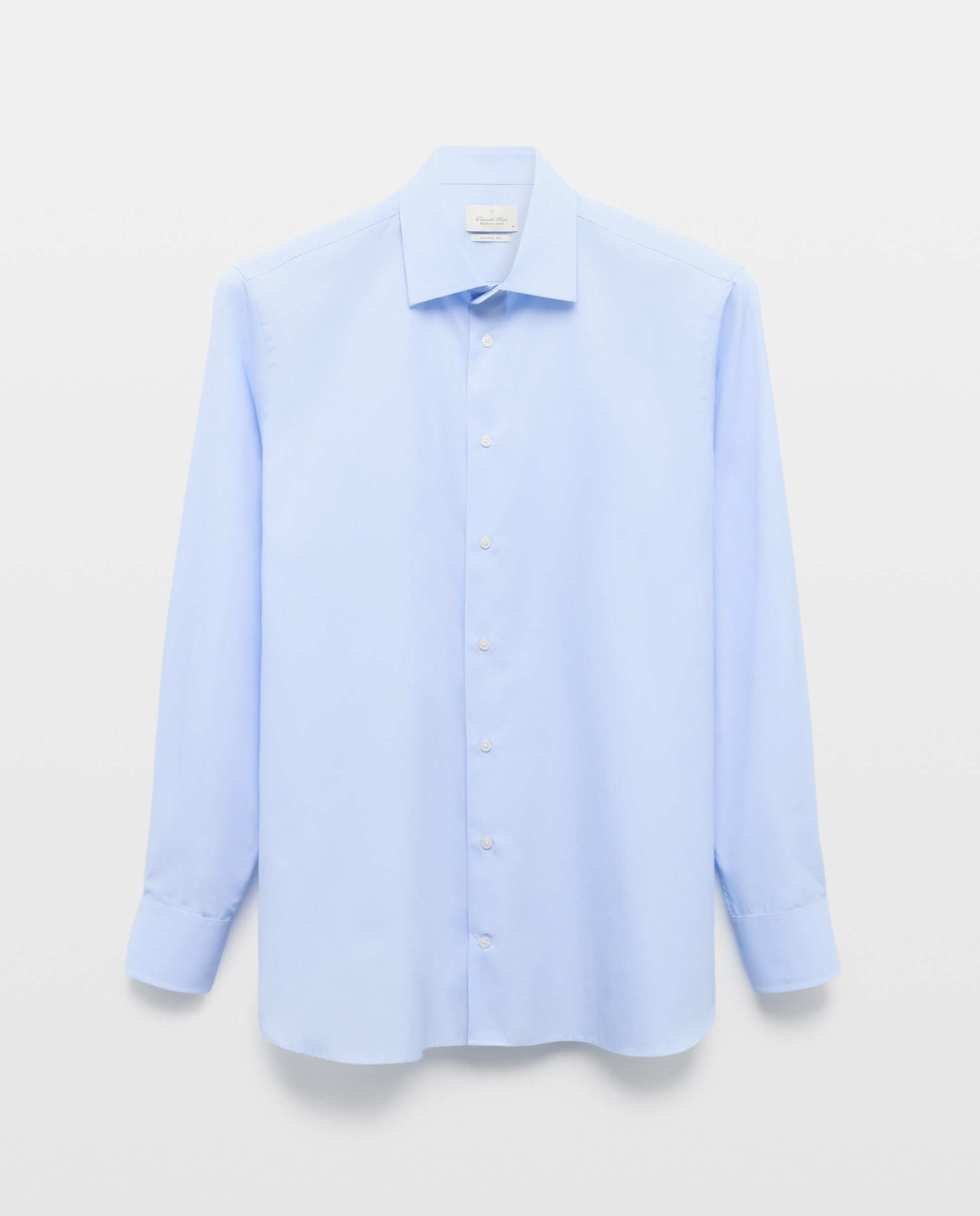 Camisa Formal de Algodão Egípcio com Manga Comprida Azul-5