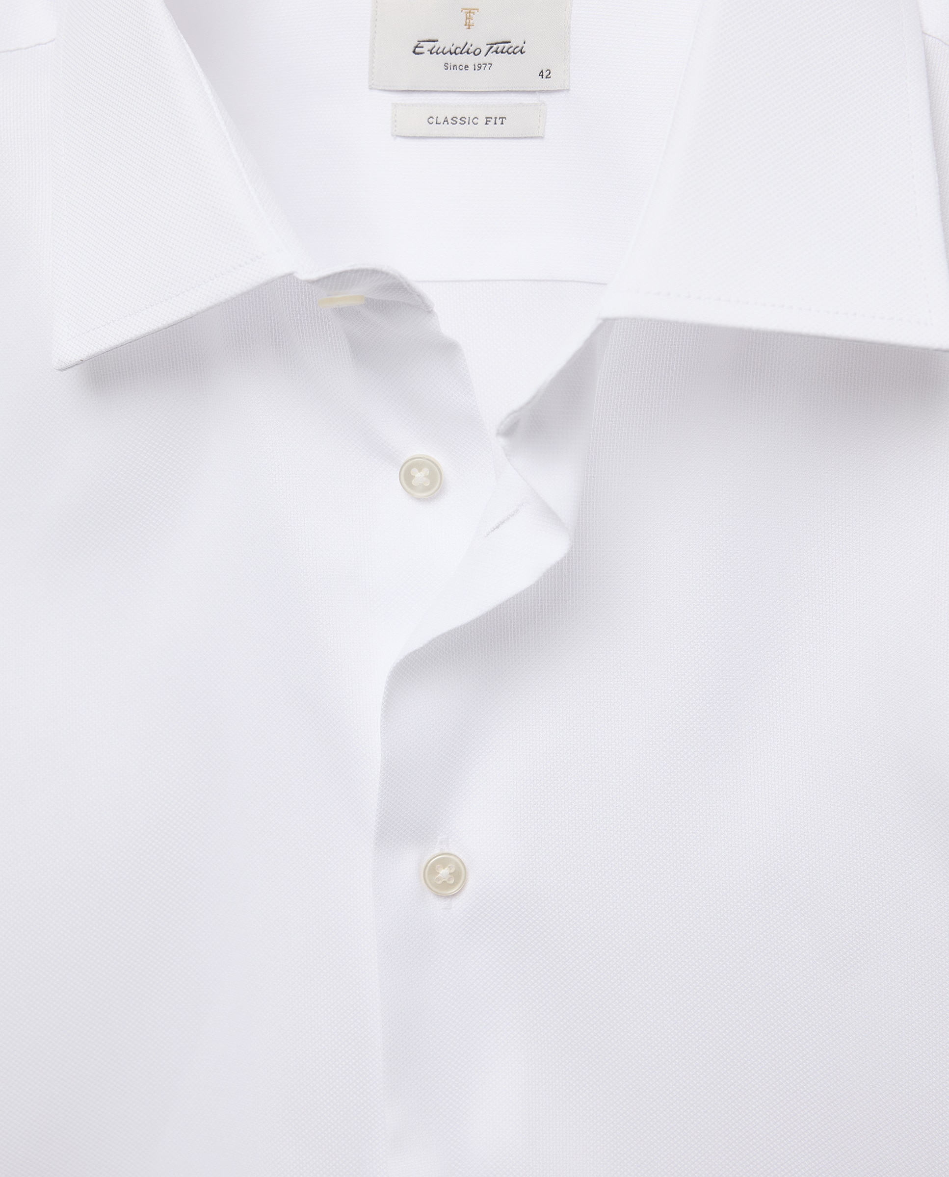 Camisa Clássica Lisa de Popelina Fácil de Engomar Branco-5