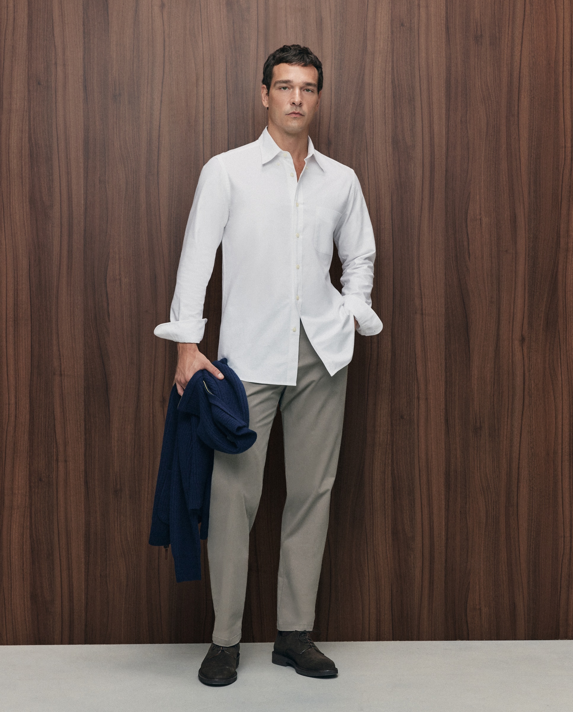 Camisa sport oxford classic fit hombre 100% algodón - Emidio Tucci - Blanco Blanco-2