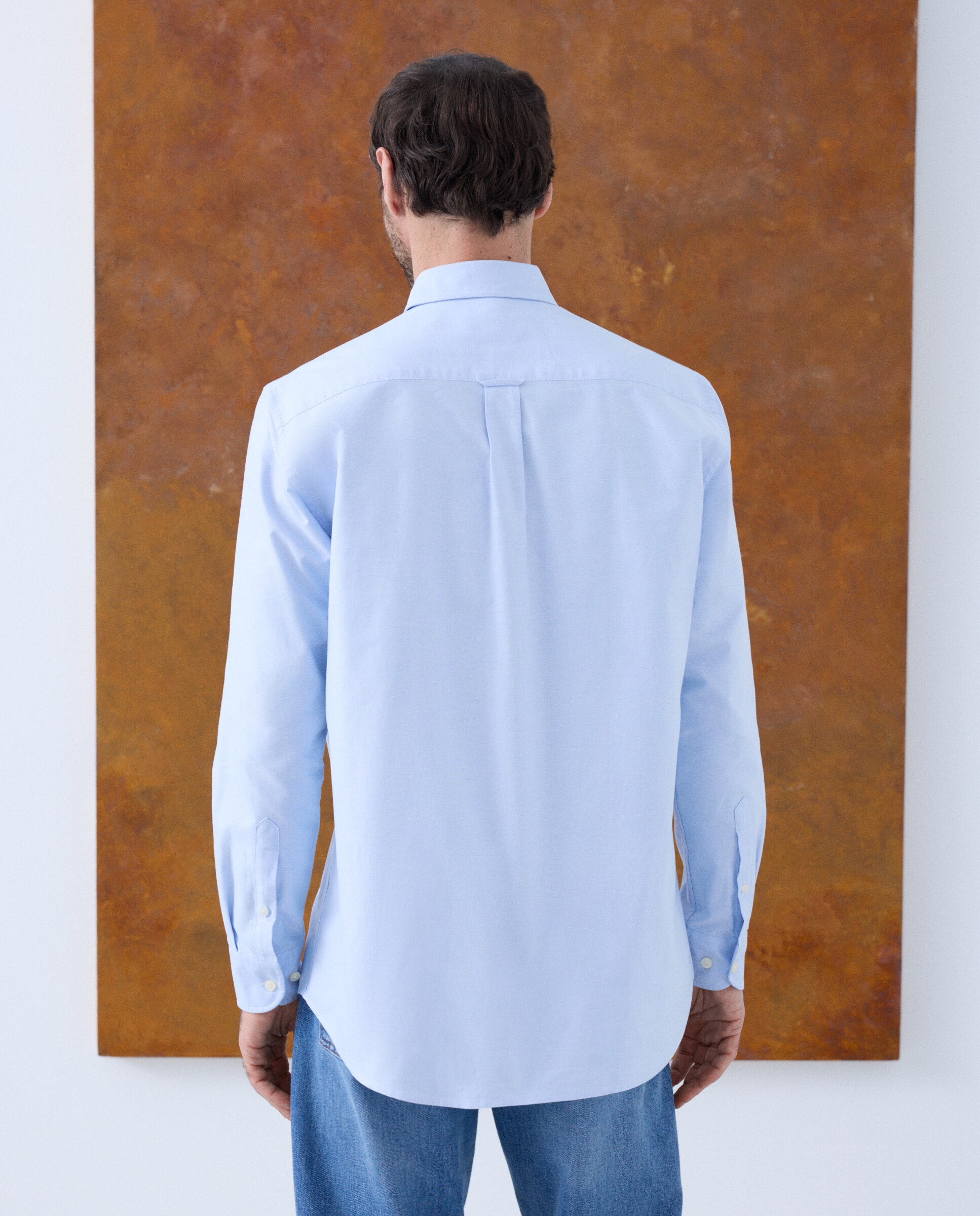 Camisa Casual Lisa Oxford Classic Fit Azul-claro-3