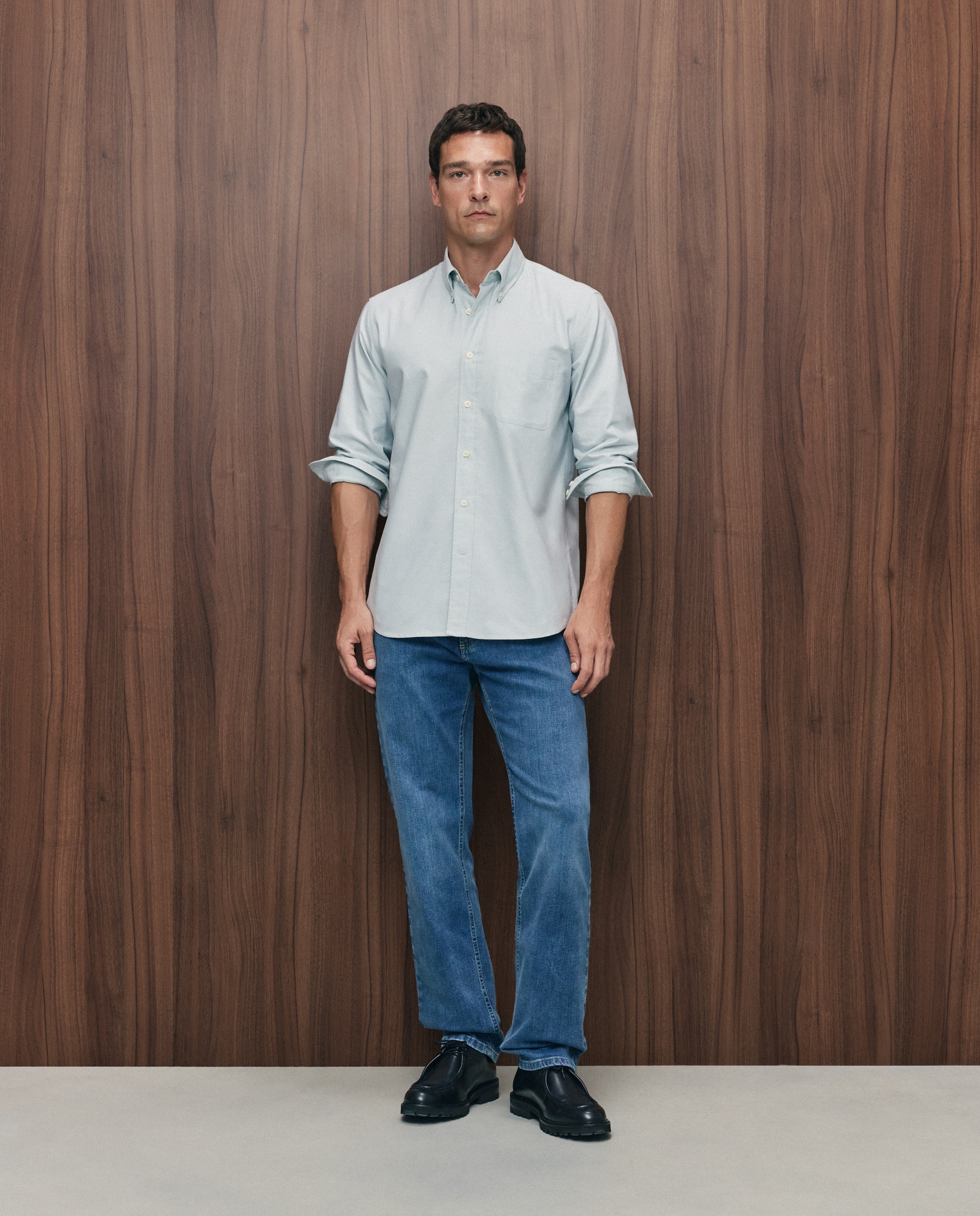 Camisa sport oxford classic fit hombre 100% algodón - Emidio Tucci - Verde Verde-2
