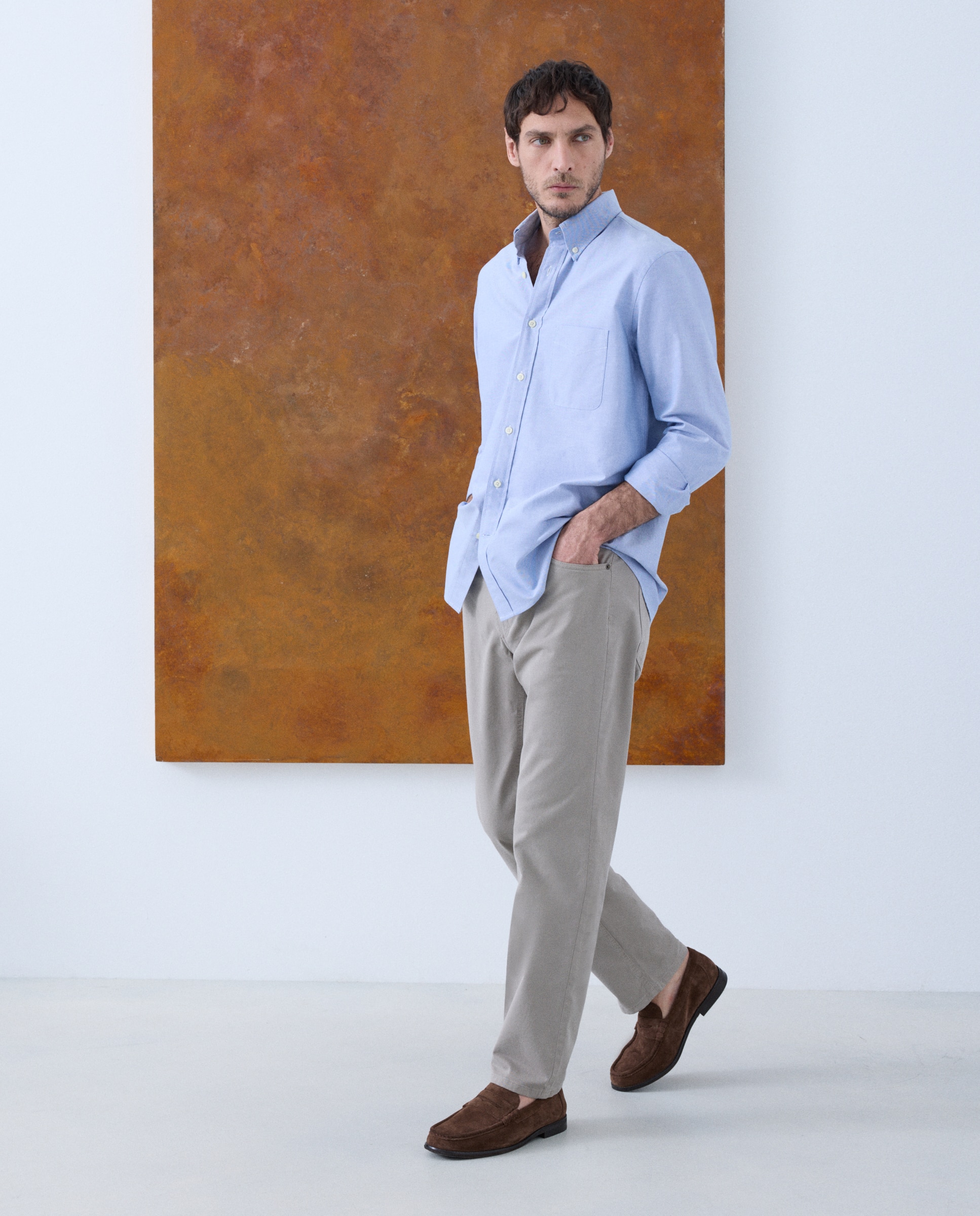 Camisa Casual de Manga Comprida Azul-marinho-2