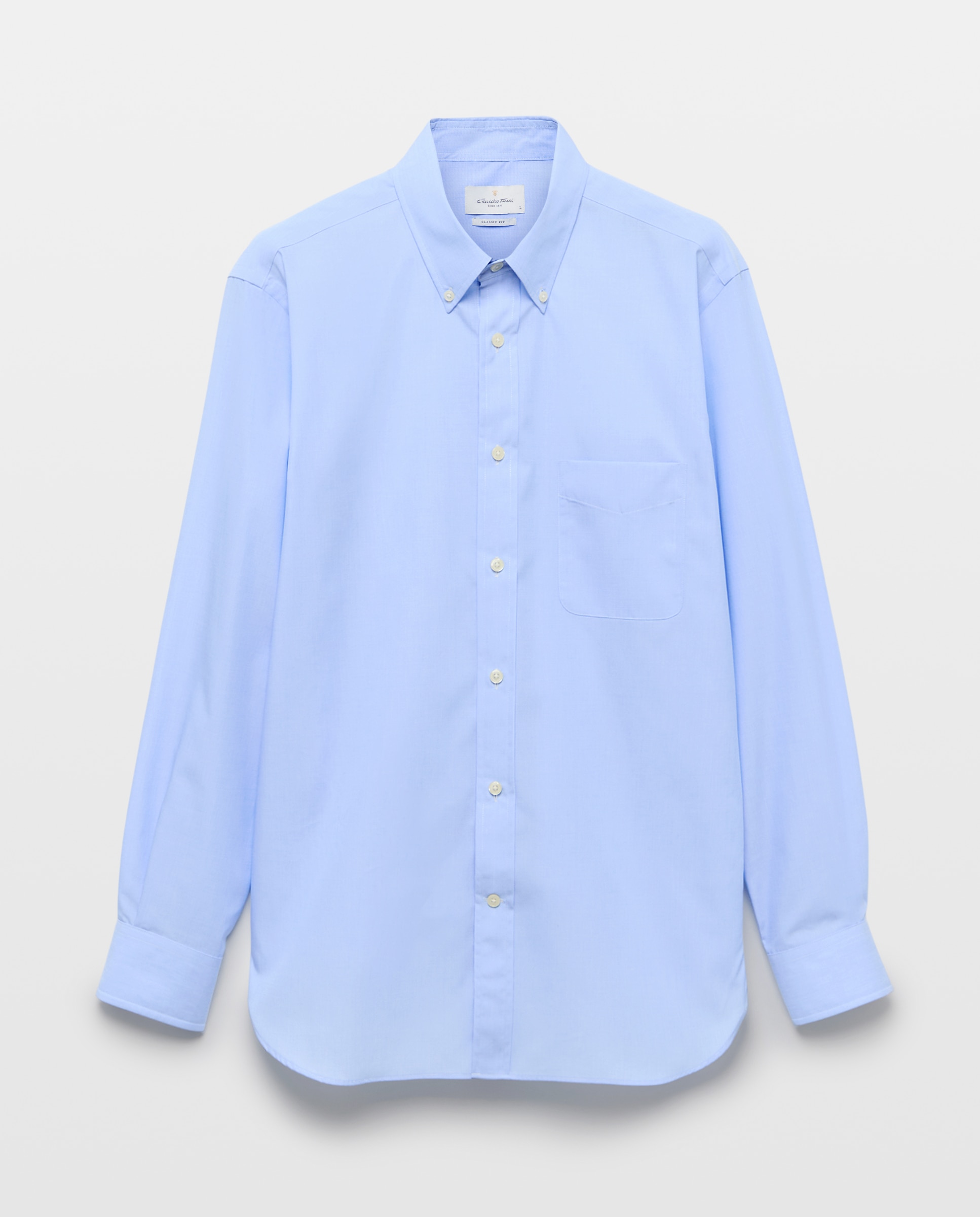 Camisa Casual de Manga Comprida Azul-4