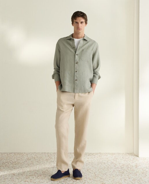 Imagen 0 de Sobrecamisa lisa sport lino de hombre