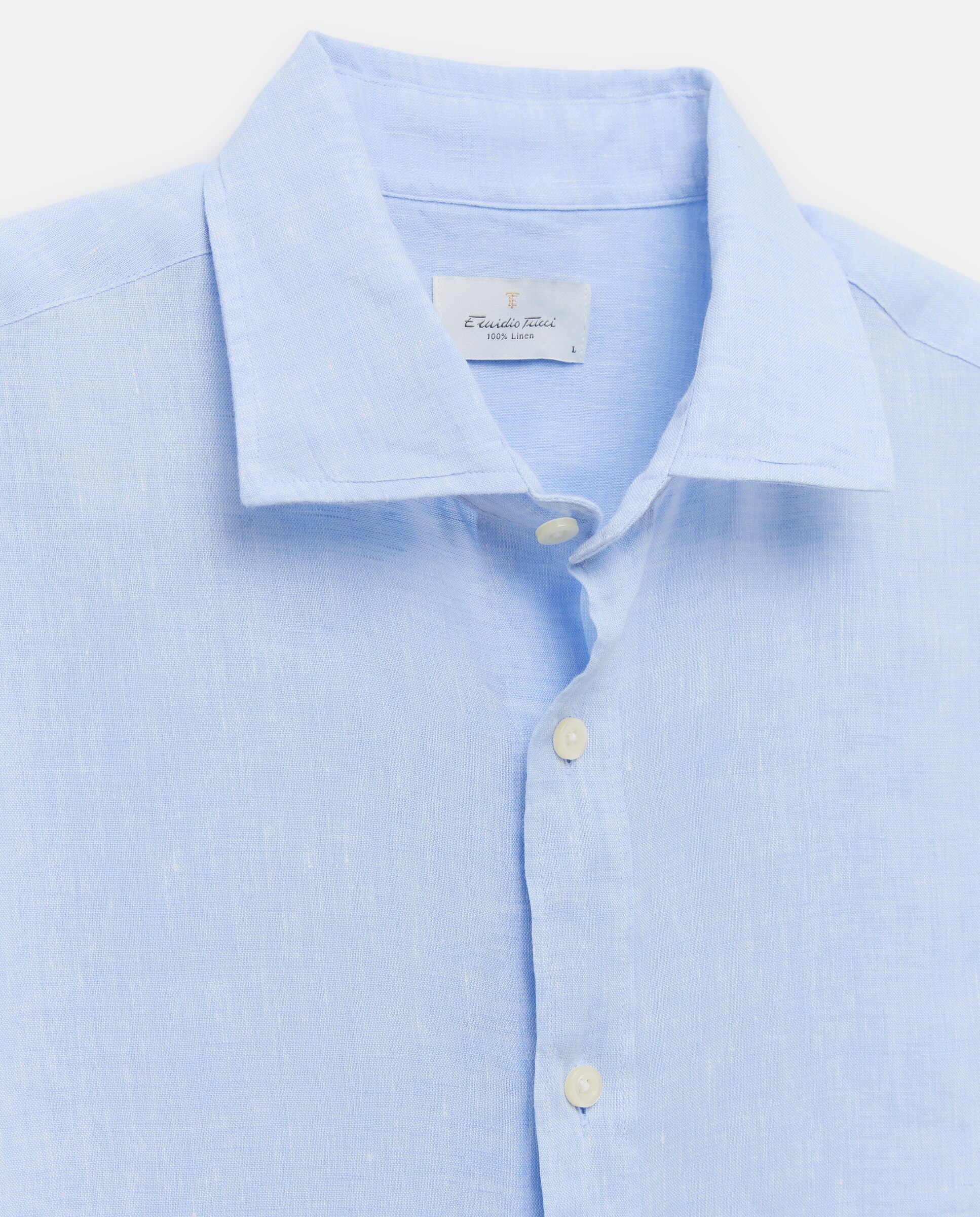 Camisa de Linho Lisa Azul-claro-5