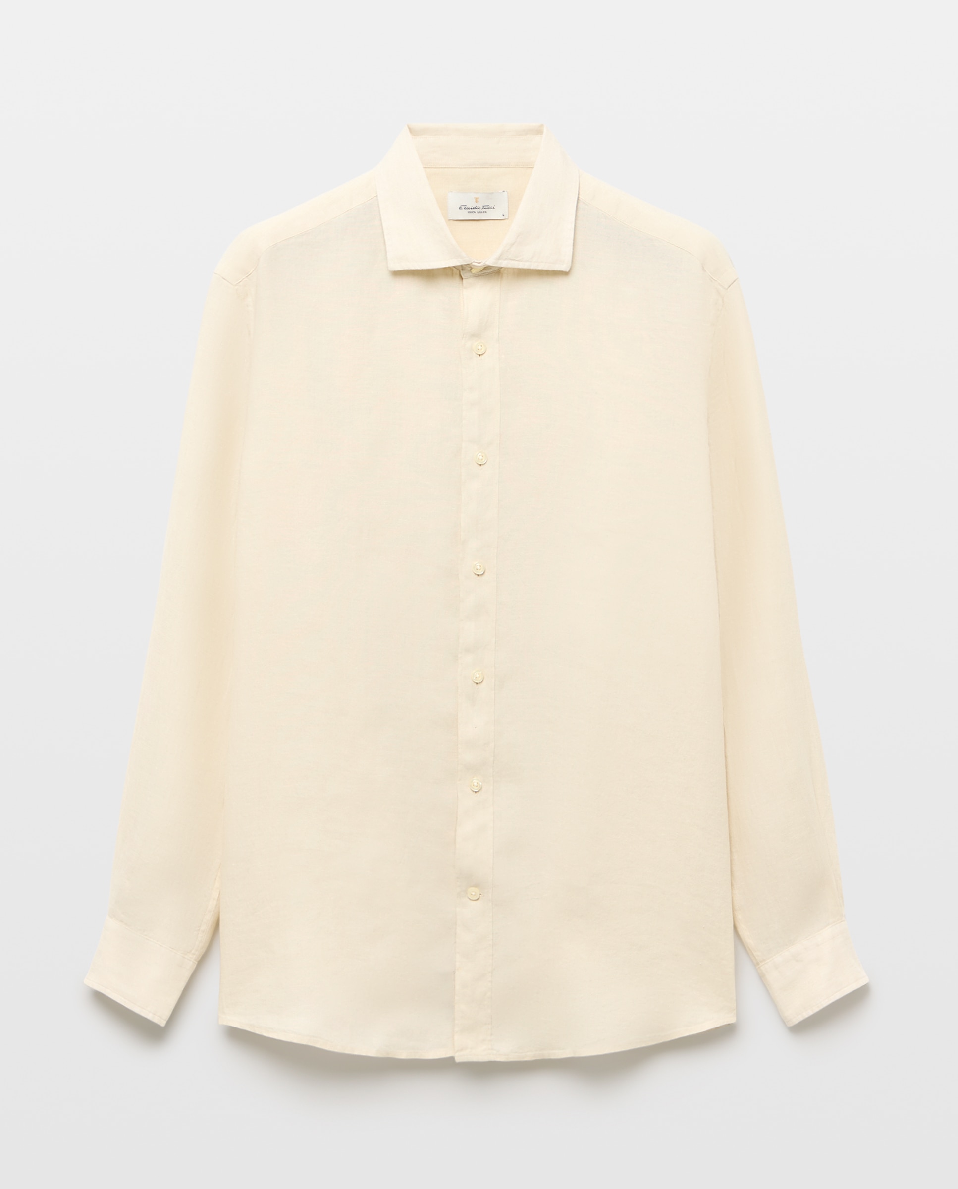 Camisa de Linho Lisa Bege-4