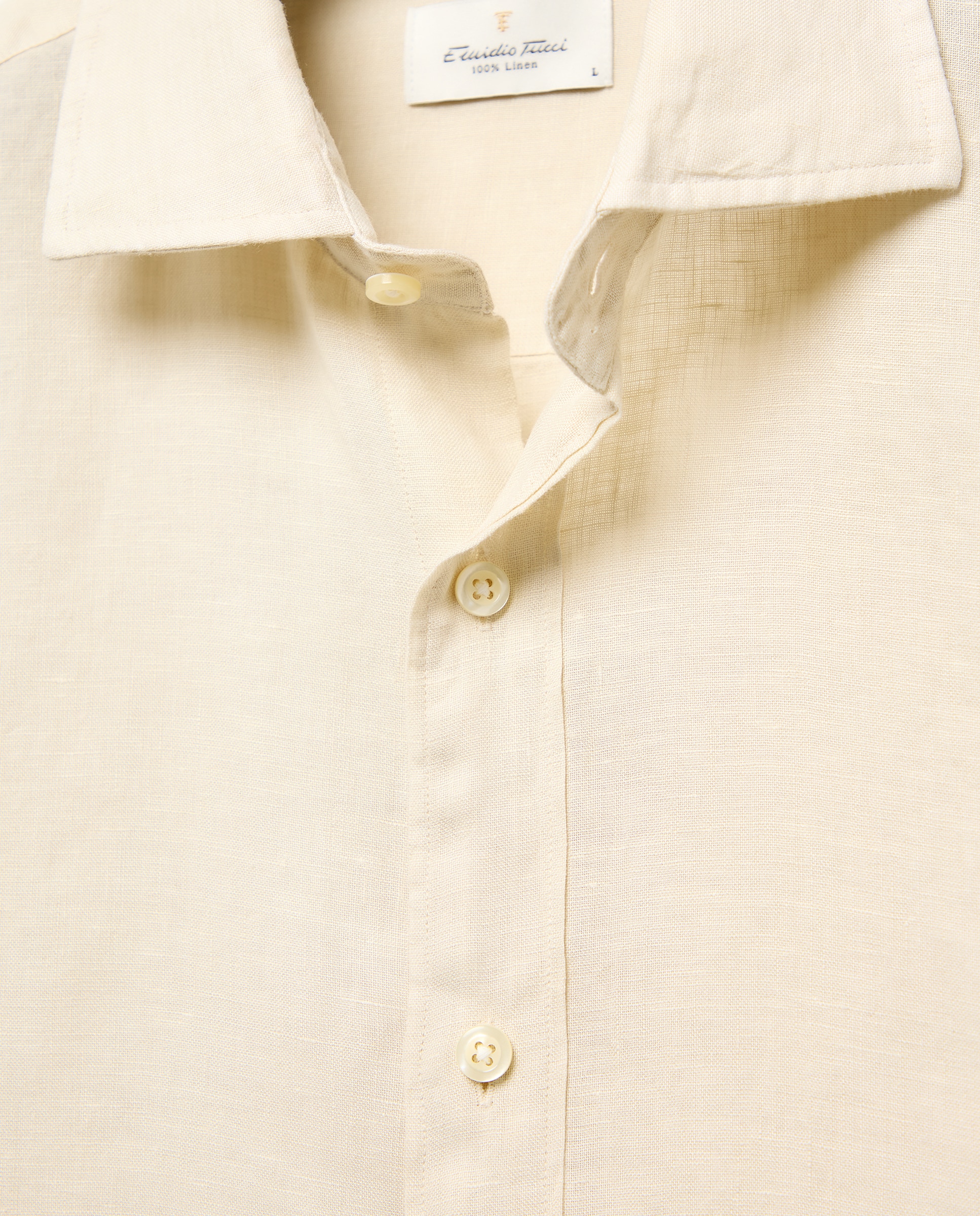 Camisa de Linho Lisa Bege-5