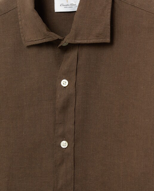 Camisa de lino lisa de hombre