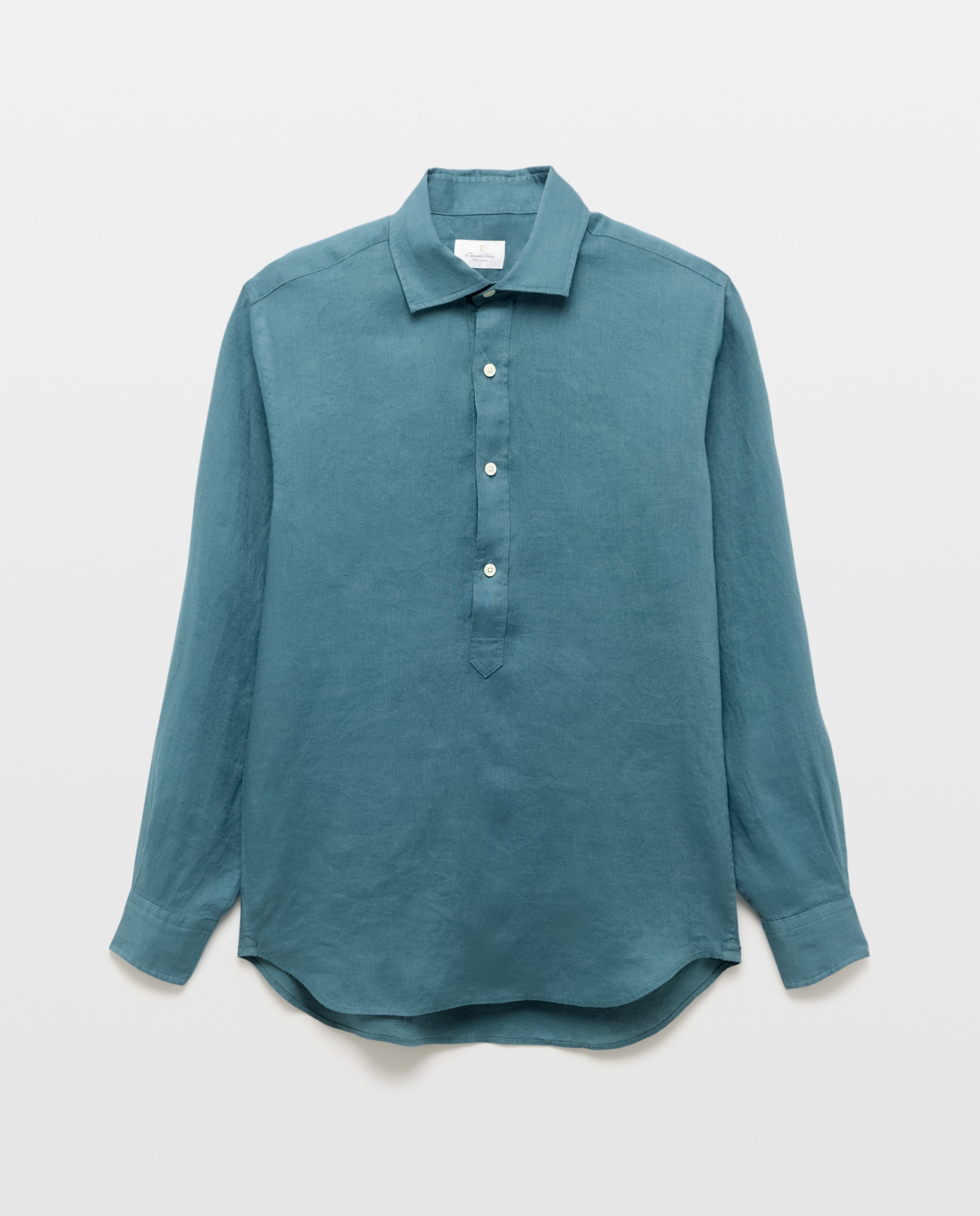 Imagen 5 de Camisa polera 100% lino de hombre - Emidio Tucci - Verde Agua 490 Petróleo