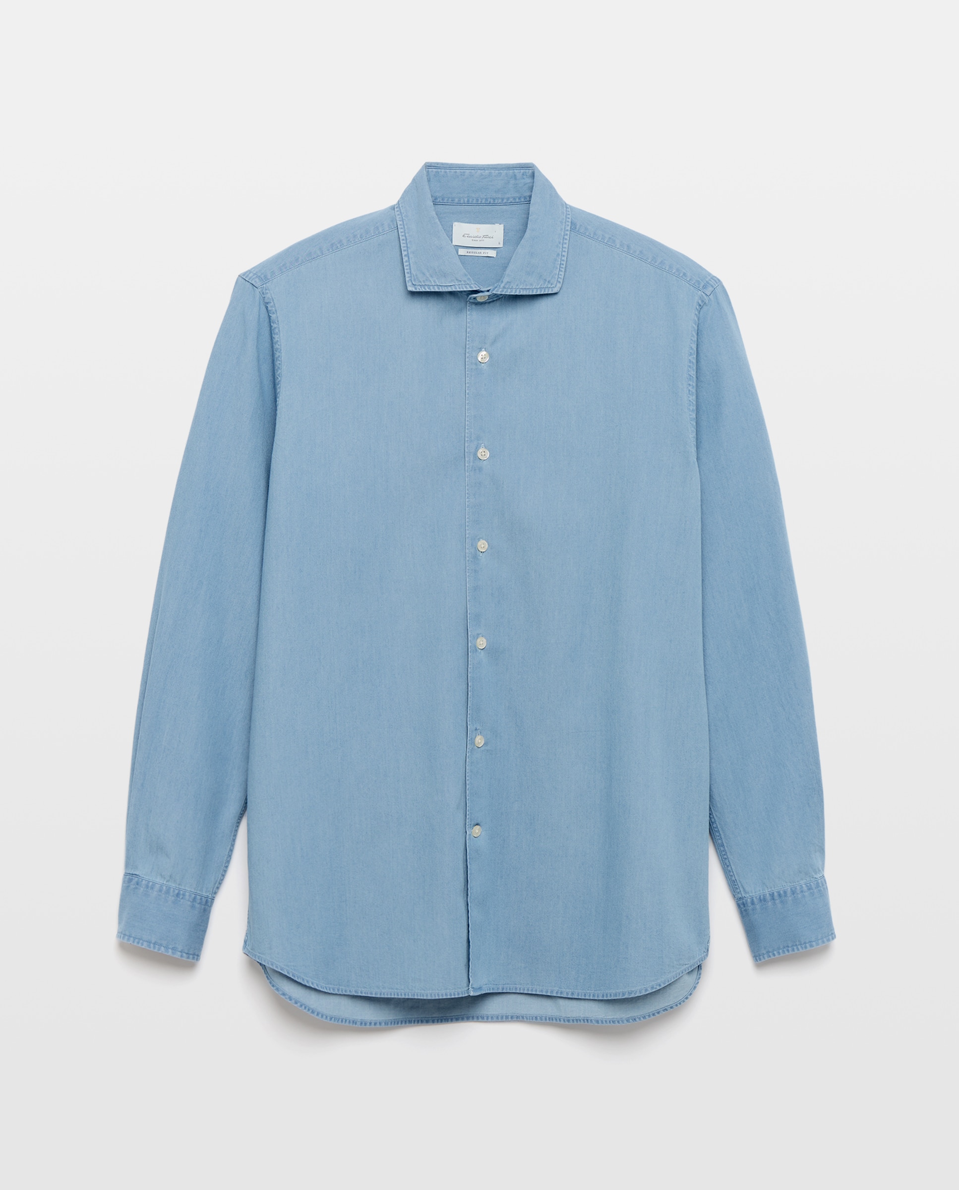 Camisa denim sport regular fit 100% algodón - Emidio Tucci - Azul claro Azul claro-4