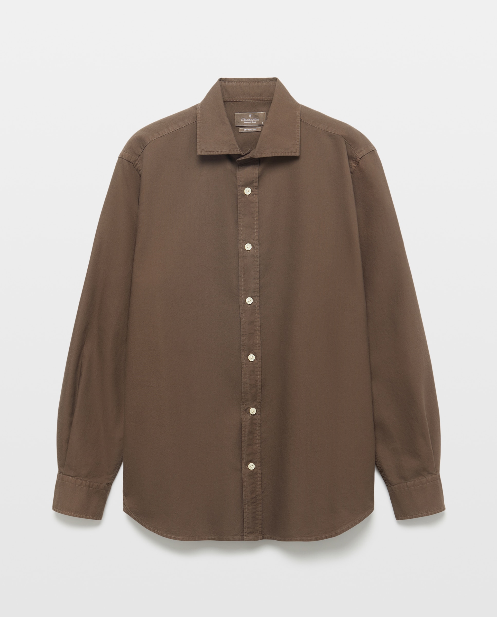 Camisa Oxford de Manga Comprida Castanho-chocolate-4