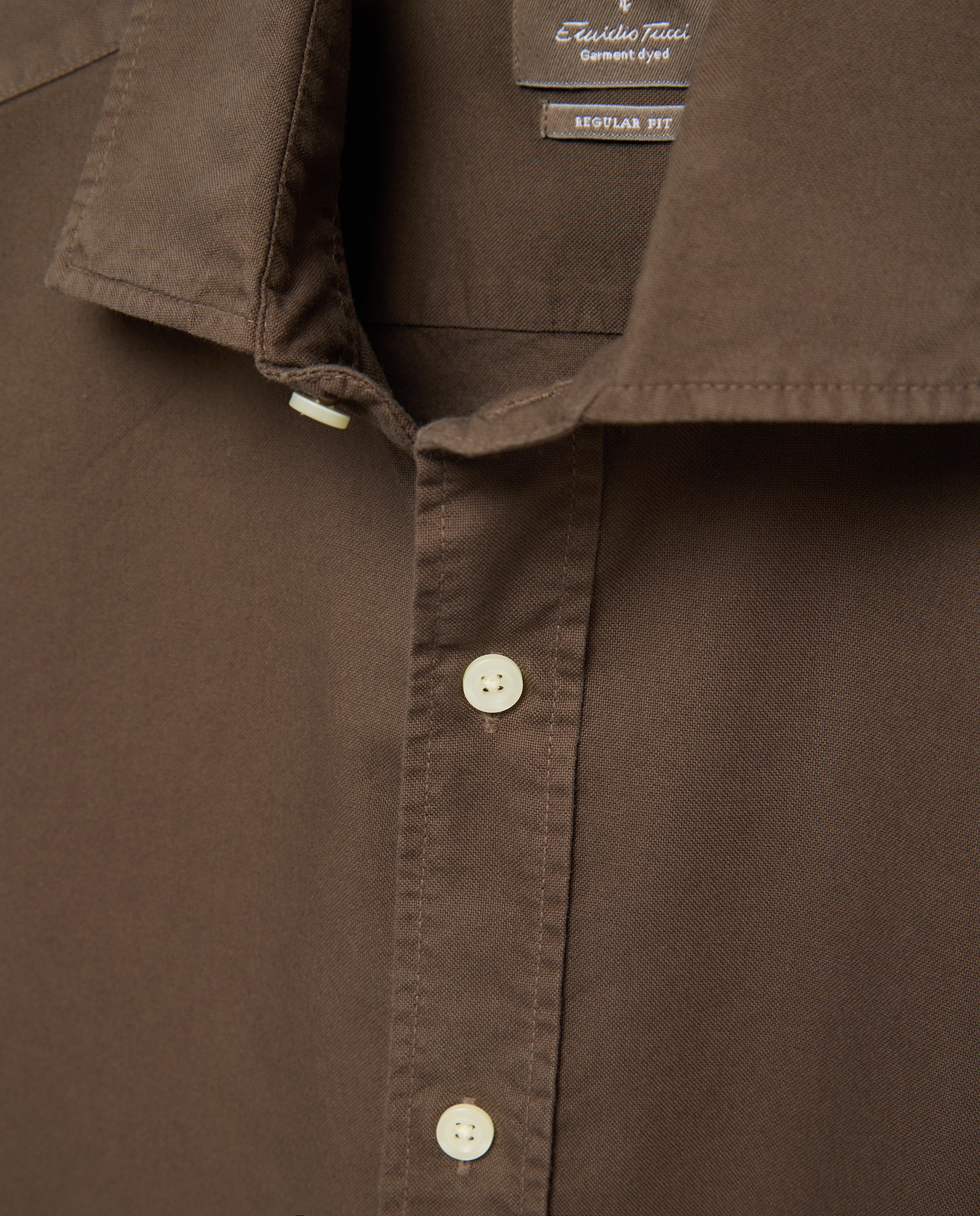 Camisa Oxford de Manga Comprida Castanho-chocolate-5