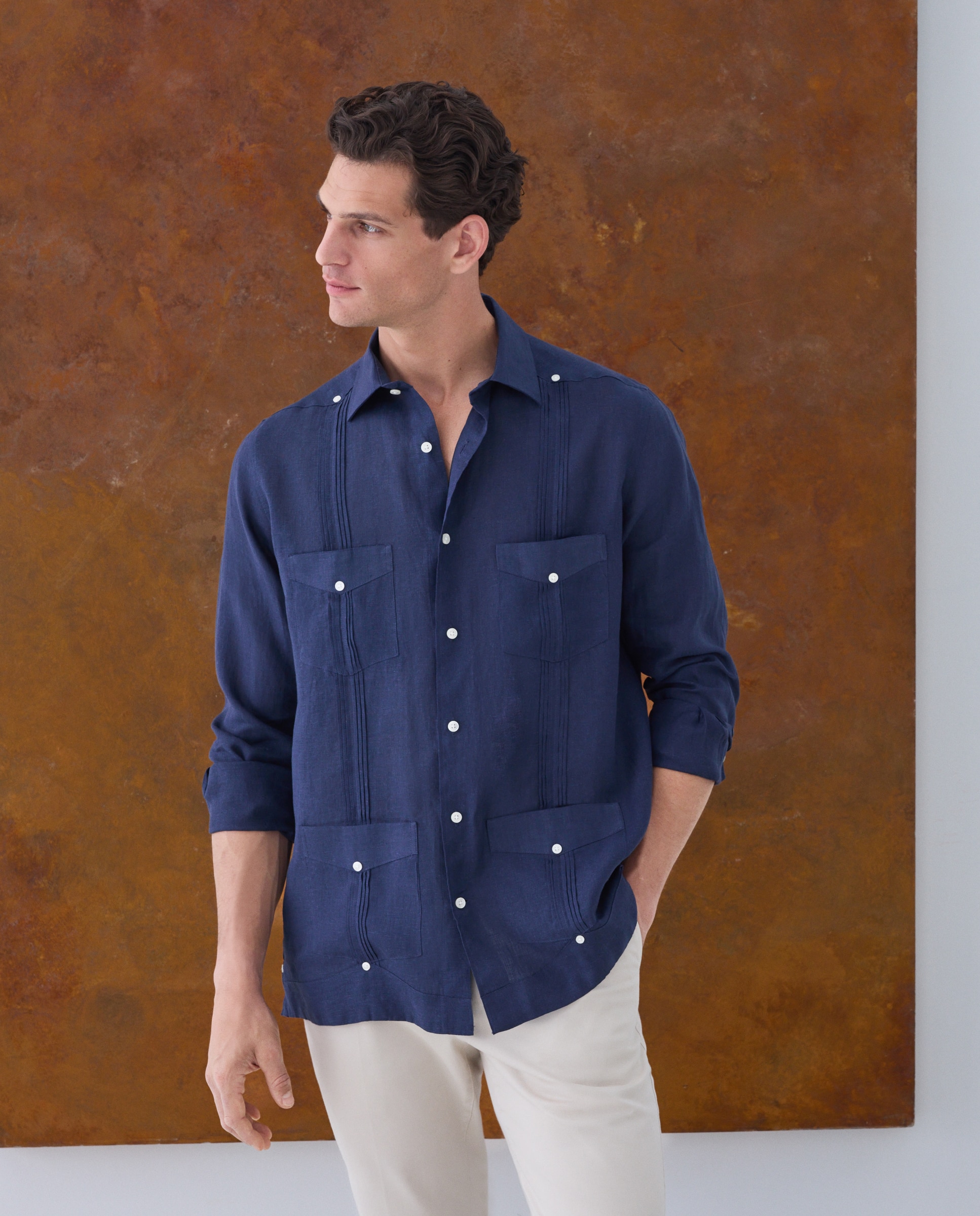 Camisa de Linho Azul-1