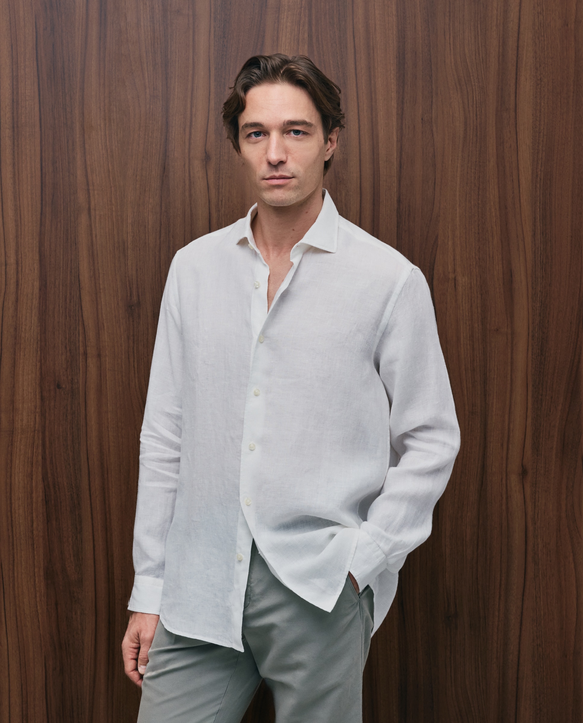 Camisa de lino de hombre - Emidio Tucci - Blanco Blanco-1