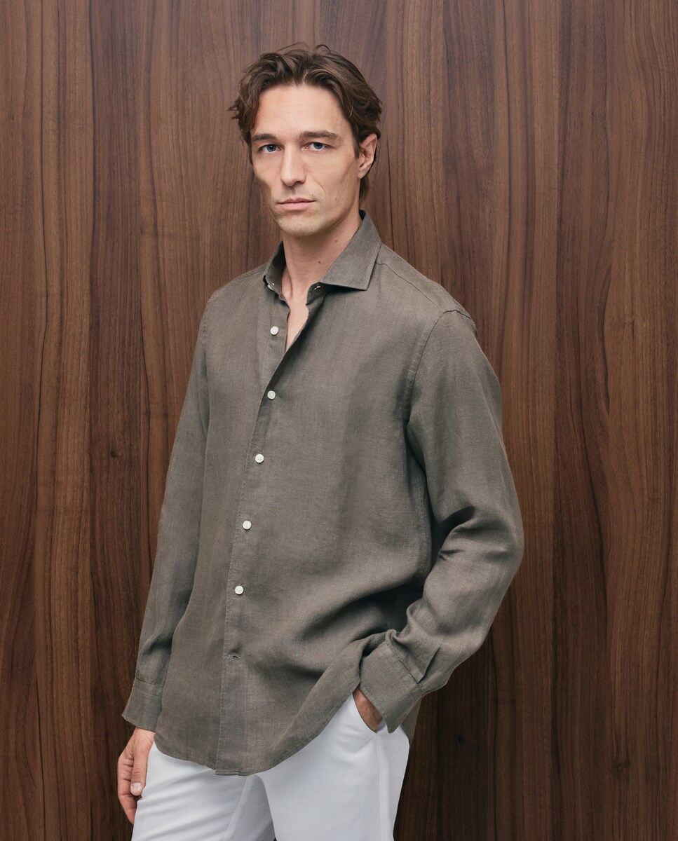 Imagen 0 de Camisa de lino de hombre Azul
