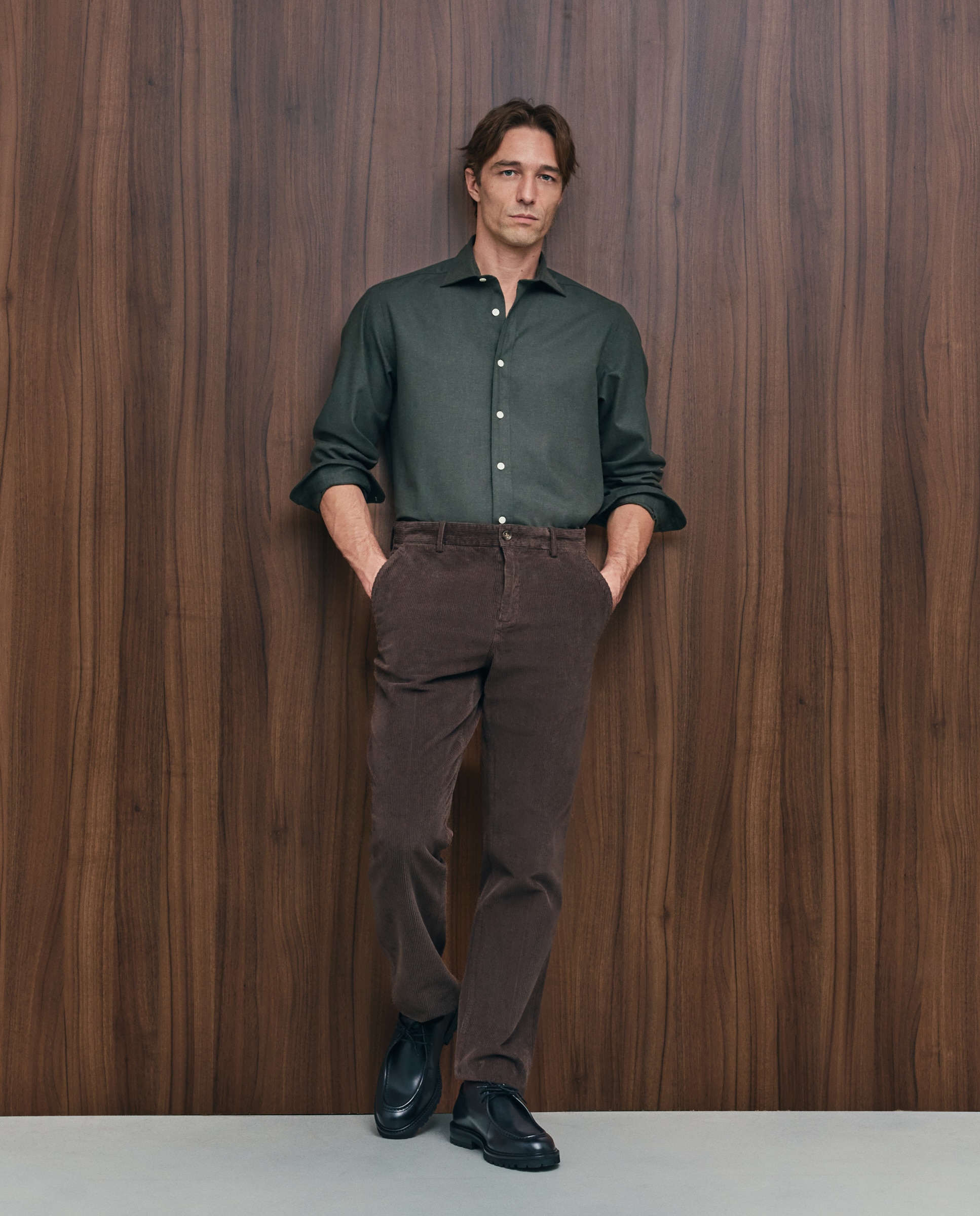 Imagen 2 de Camisa sport franela 100% algodón perchado lana regular fit - Emidio Tucci - Verde Verde
