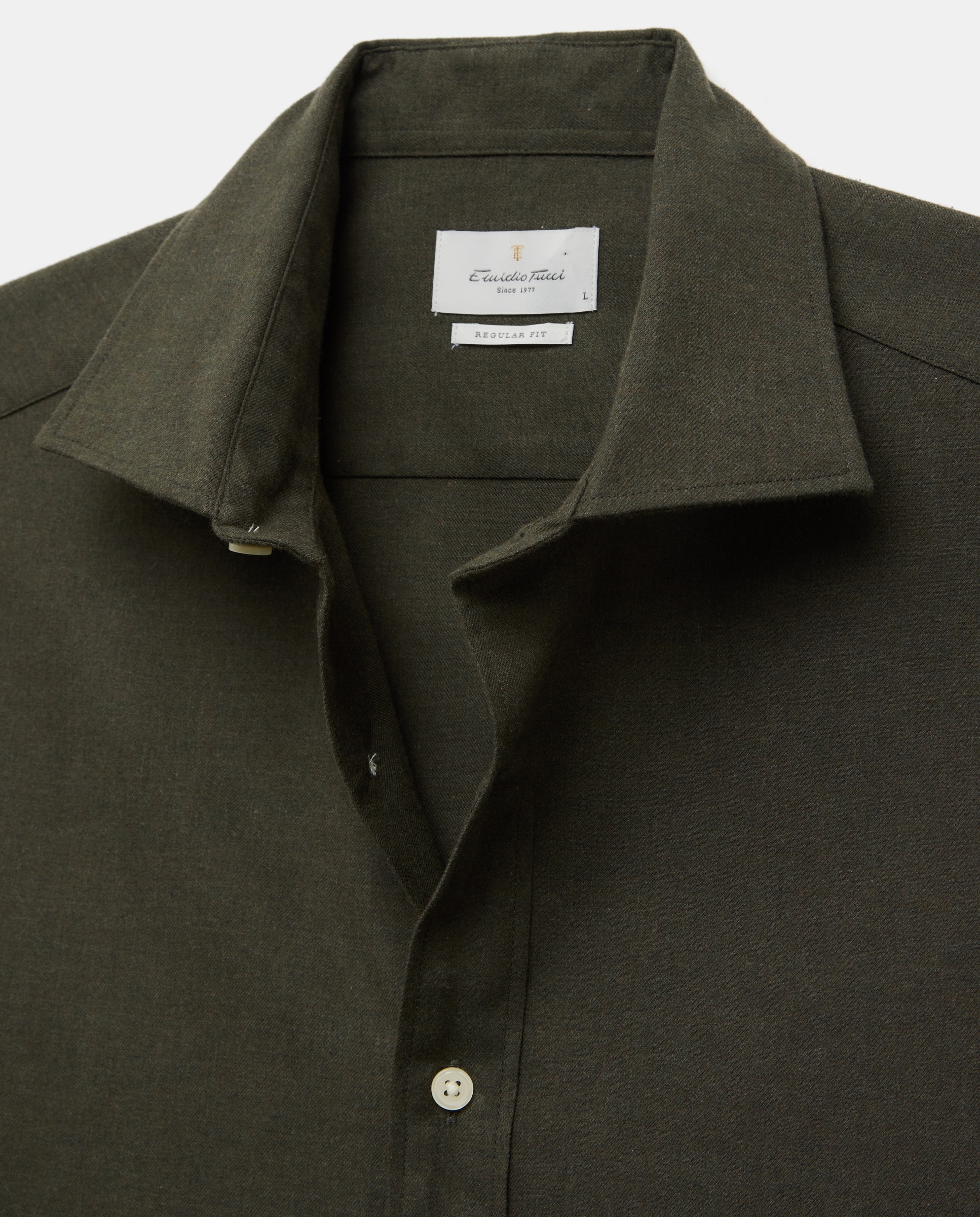 Imagen 5 de Camisa sport franela 100% algodón perchado lana regular fit - Emidio Tucci - Verde Verde