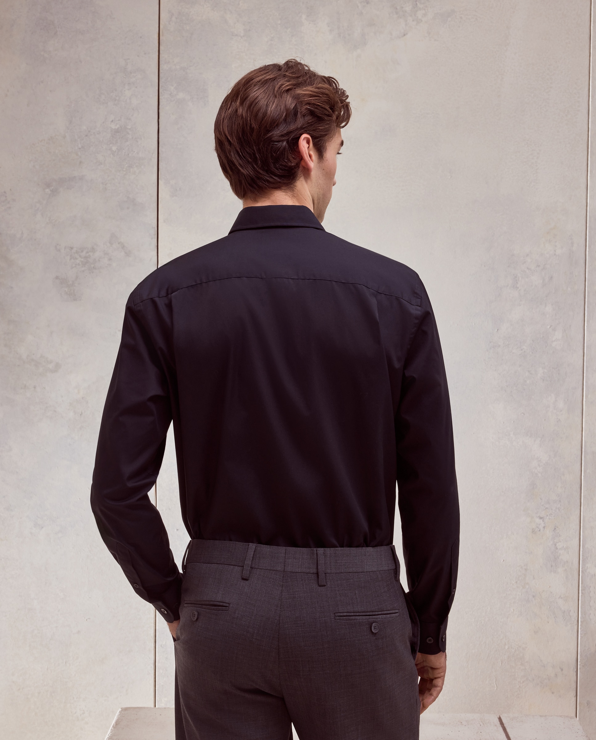 Camisa de hombre con coolmax en classic fit lisa - Dustin - Negro Negro-3