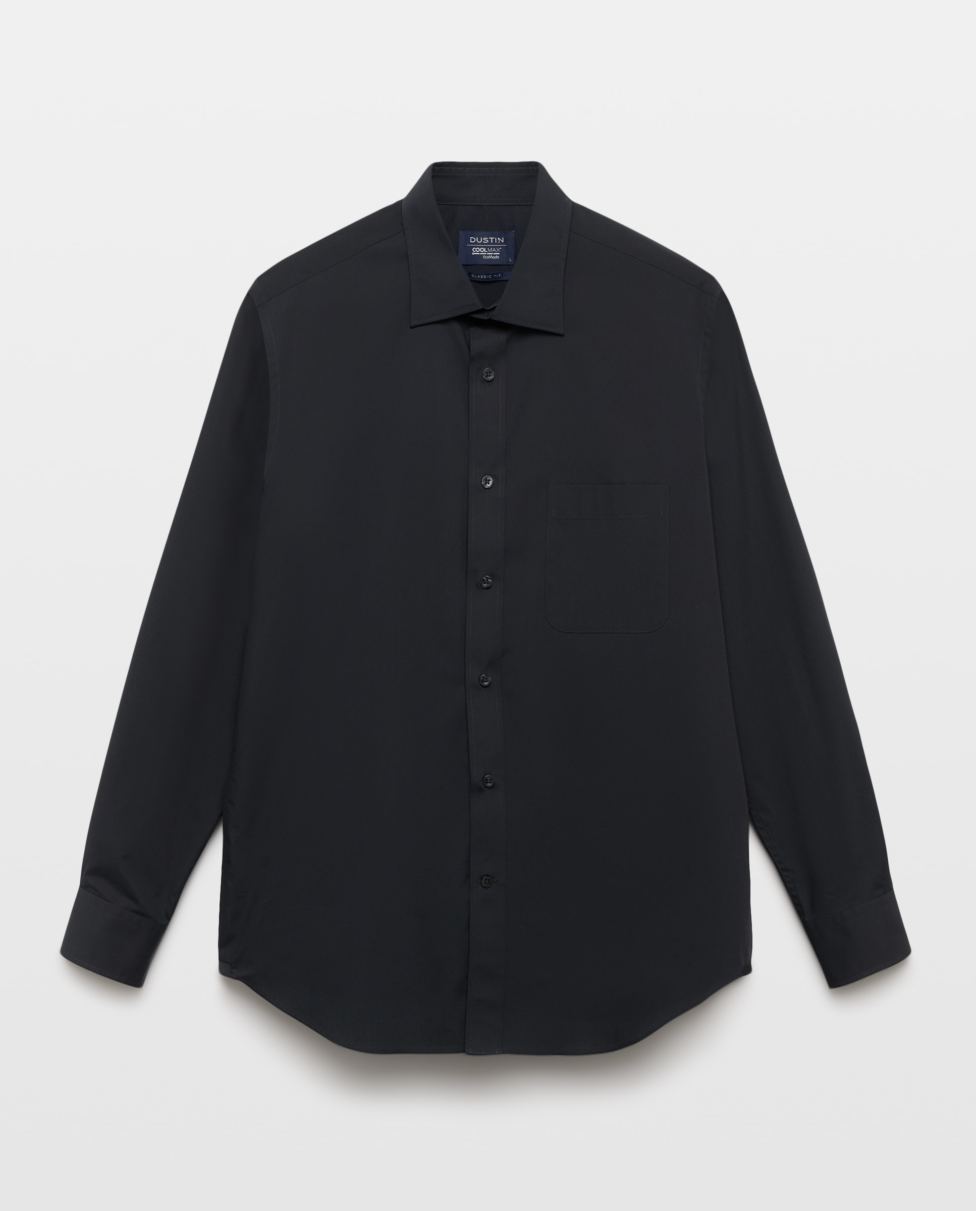 Camisa de hombre con coolmax en classic fit lisa - Dustin - Negro Negro-4