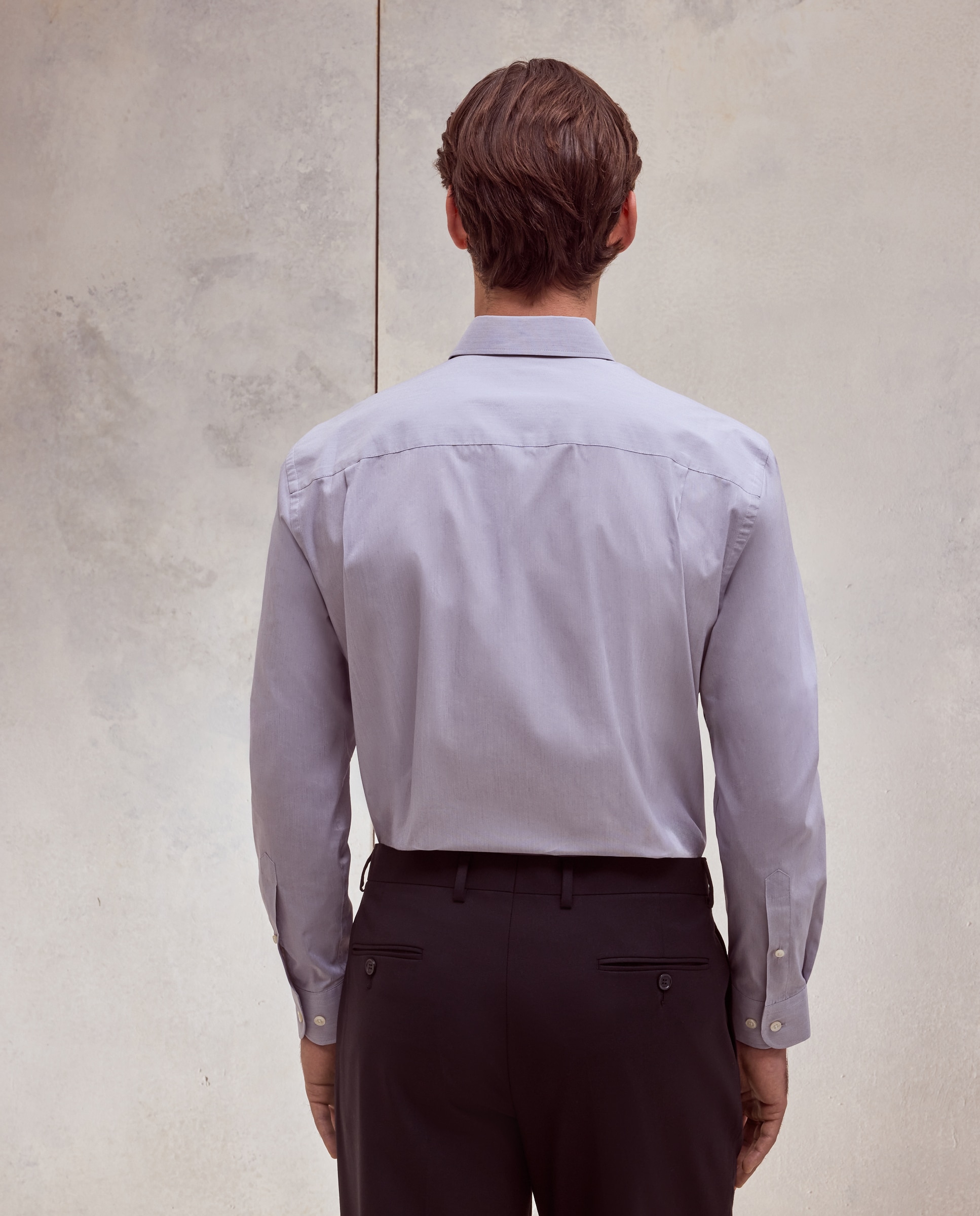 Camisa classic fit con algodón coolmax fil a fil de hombre - Dustin - Gris lavanda Gris lavanda-3