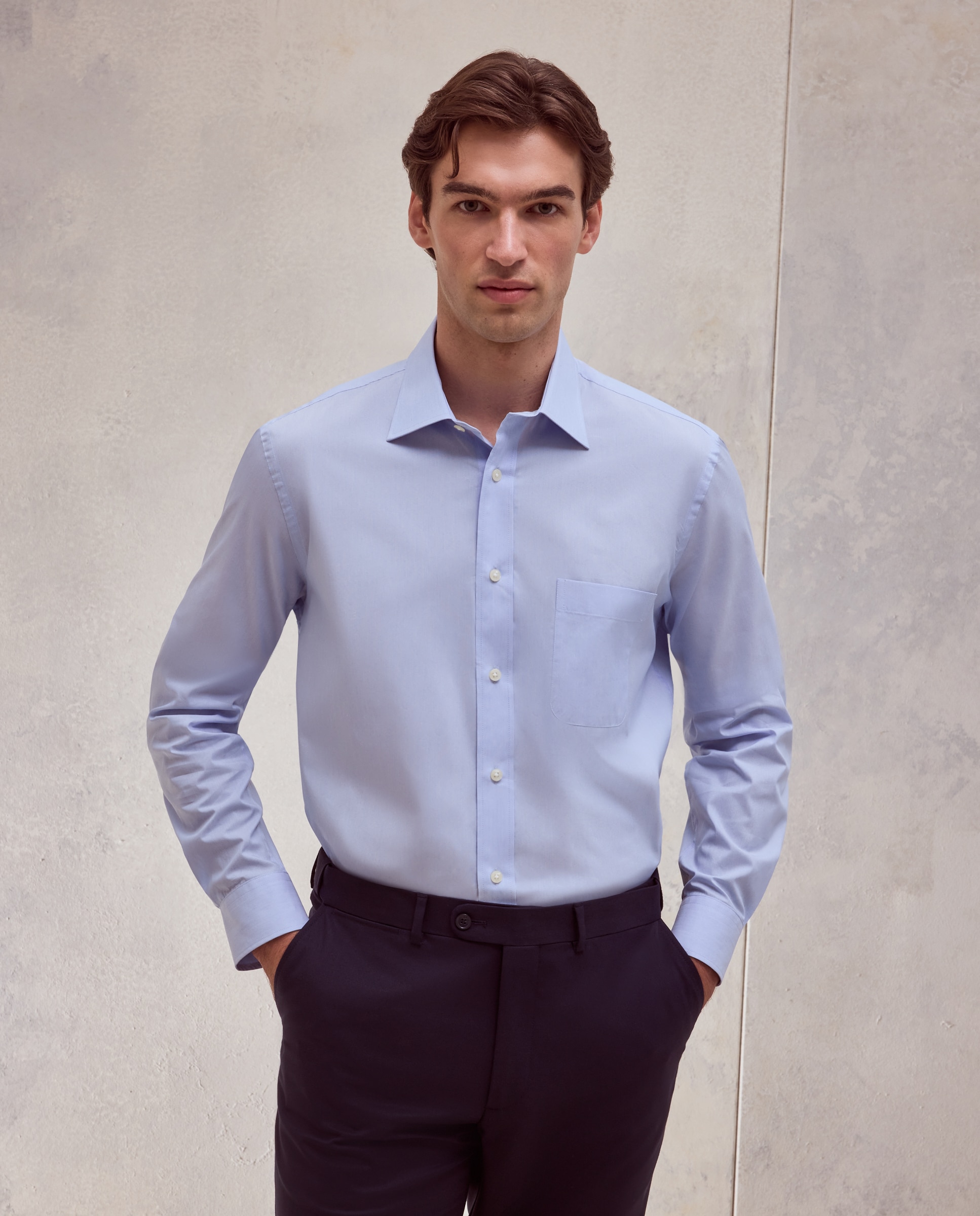 Camisa classic fit con algodón coolmax fil a fil de hombre - Dustin - Azul Cielo Azul Cielo-1