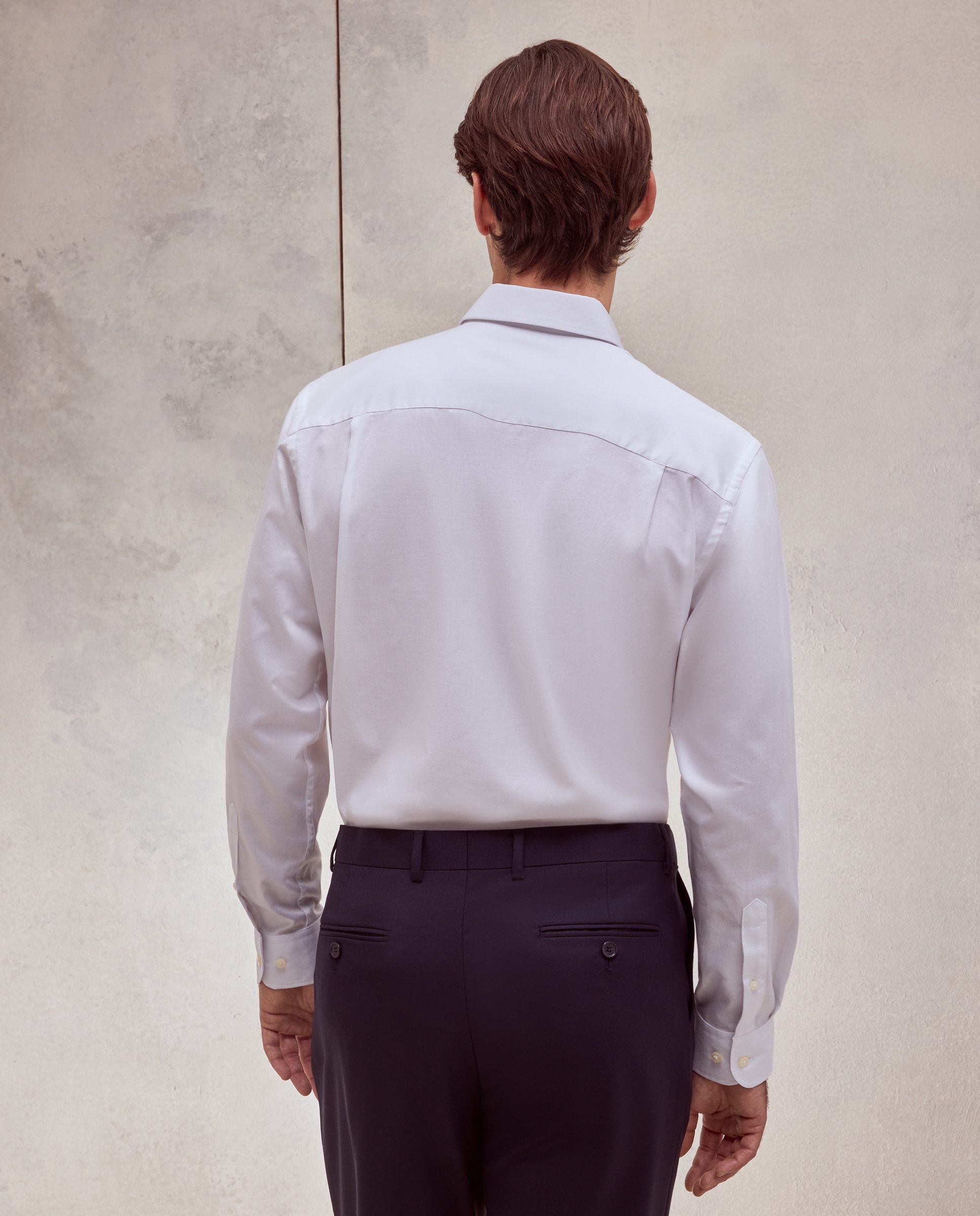 Camisa classic fit con algodón coolmax twill lisa de hombre - Dustin - Blanco Blanco-3