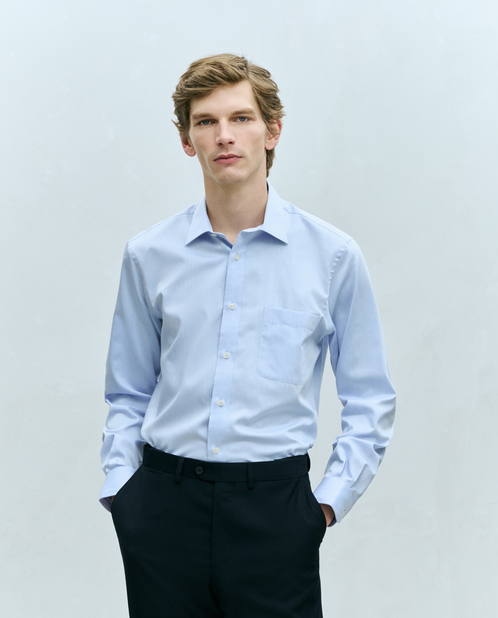 Imagen 0 de Camisa classic fit con algodón coolmax twill lisa de hombre  Azul