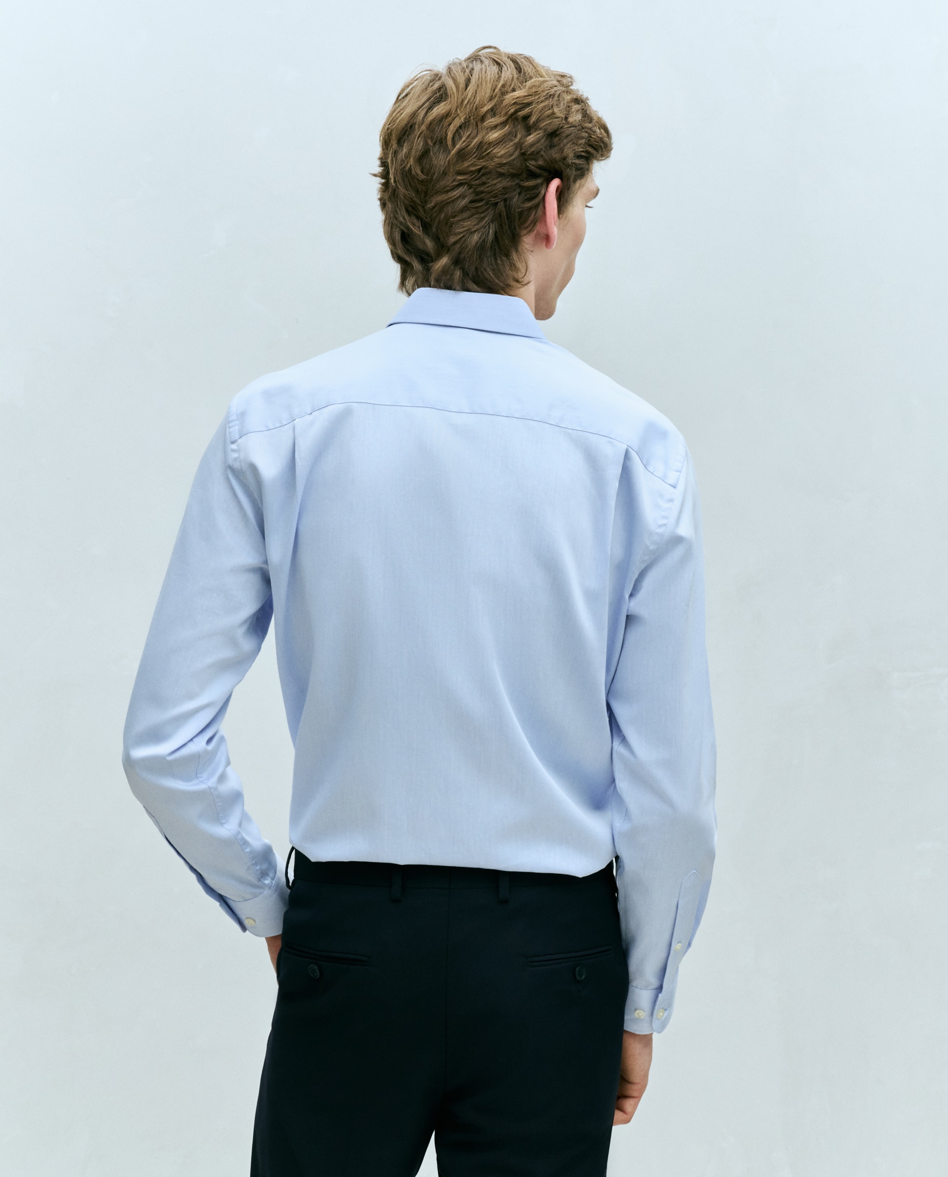 Camisa classic fit con algodón coolmax twill lisa de hombre - Dustin - Azul Azul-3