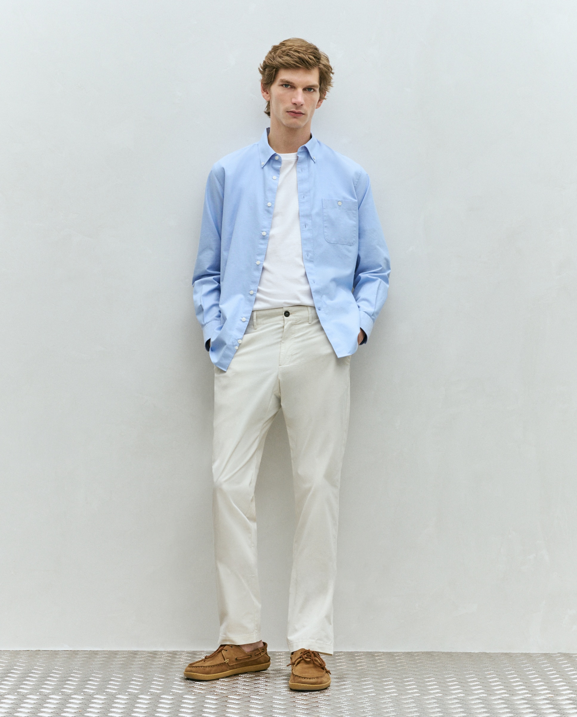 Camisa de hombre de oxford lisa classic fit - Dustin - Azul claro Azul claro-2