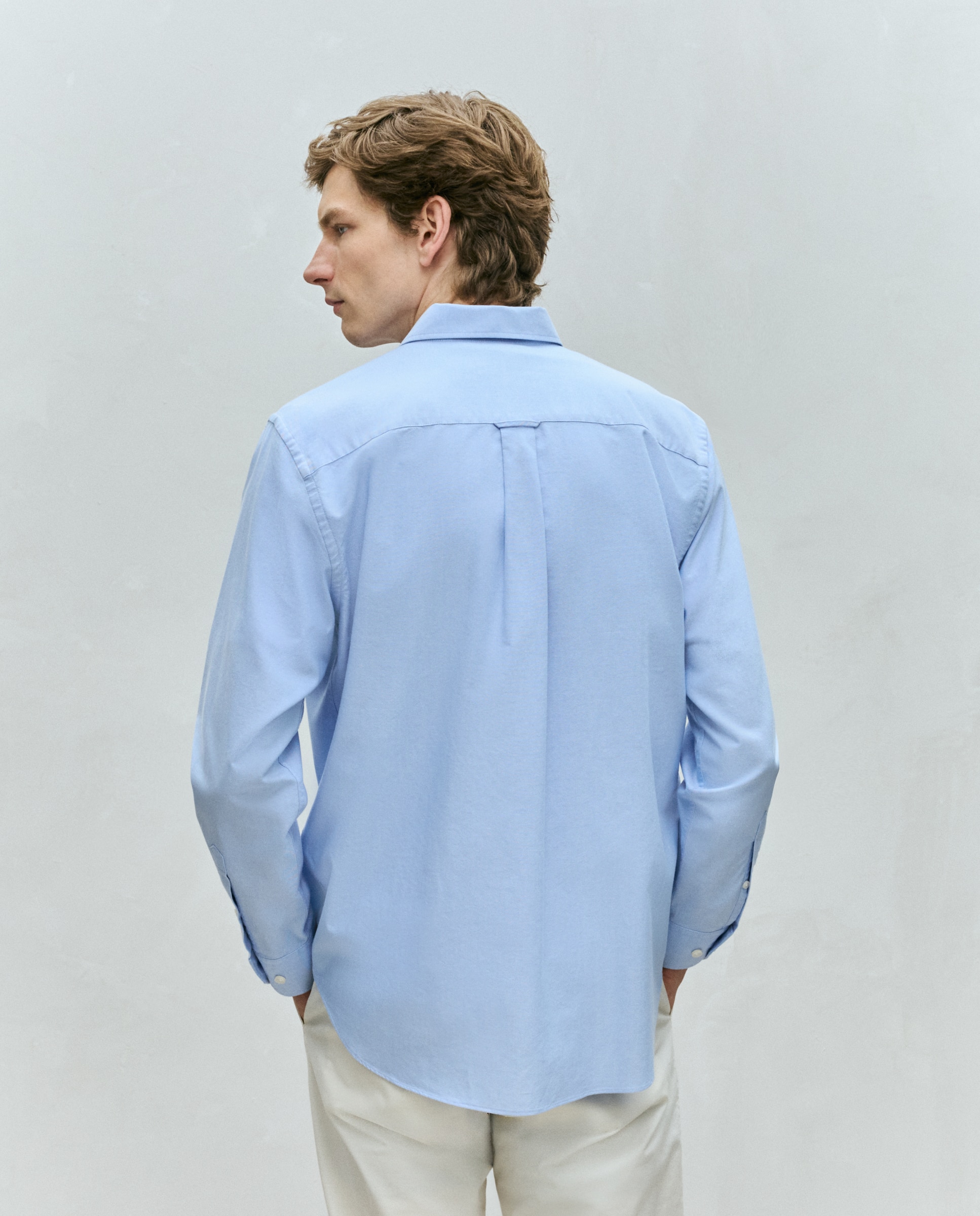 Camisa de hombre de oxford lisa classic fit - Dustin - Azul claro Azul claro-3
