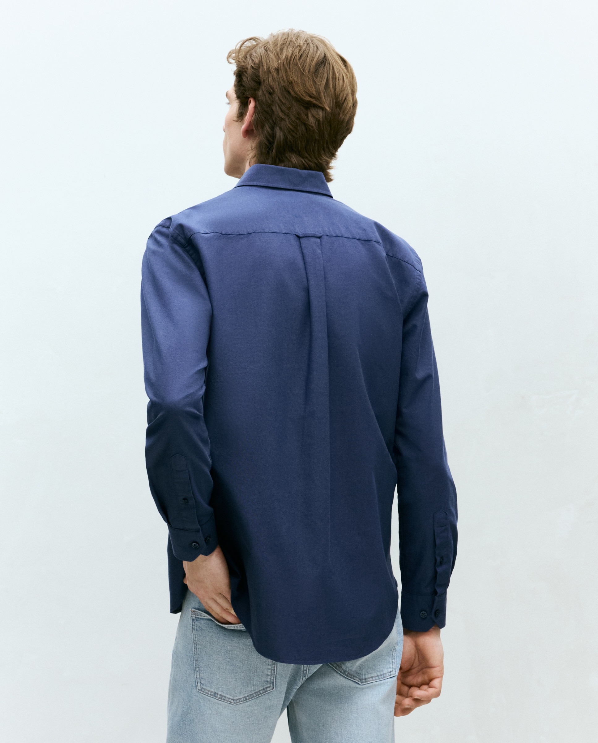 Camisa classic fit oxford algodón lisa hombre - Dustin - Azul marino Azul marino-3
