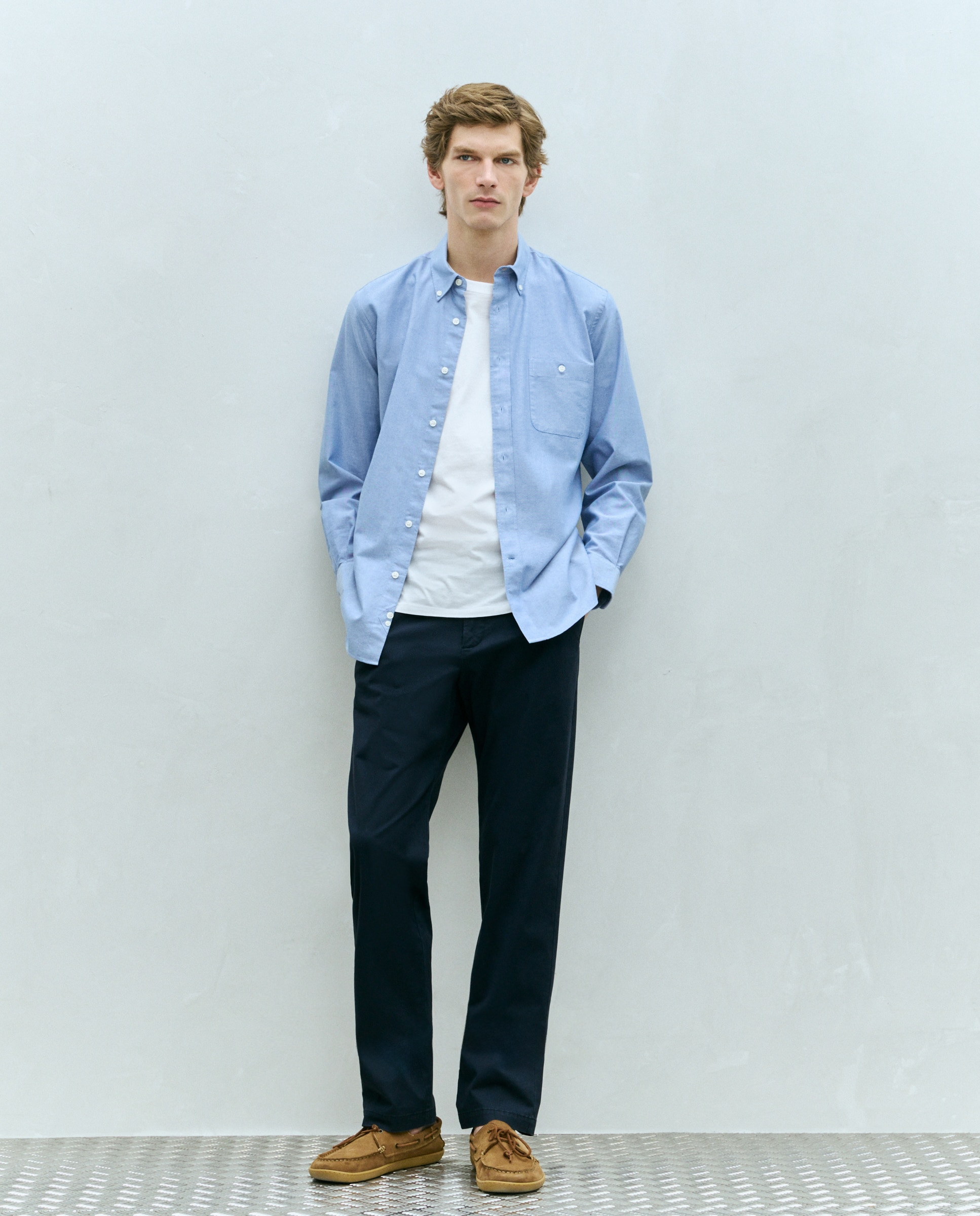Camisa classic fit oxford algodón lisa hombre - Dustin - Azul Azul-2