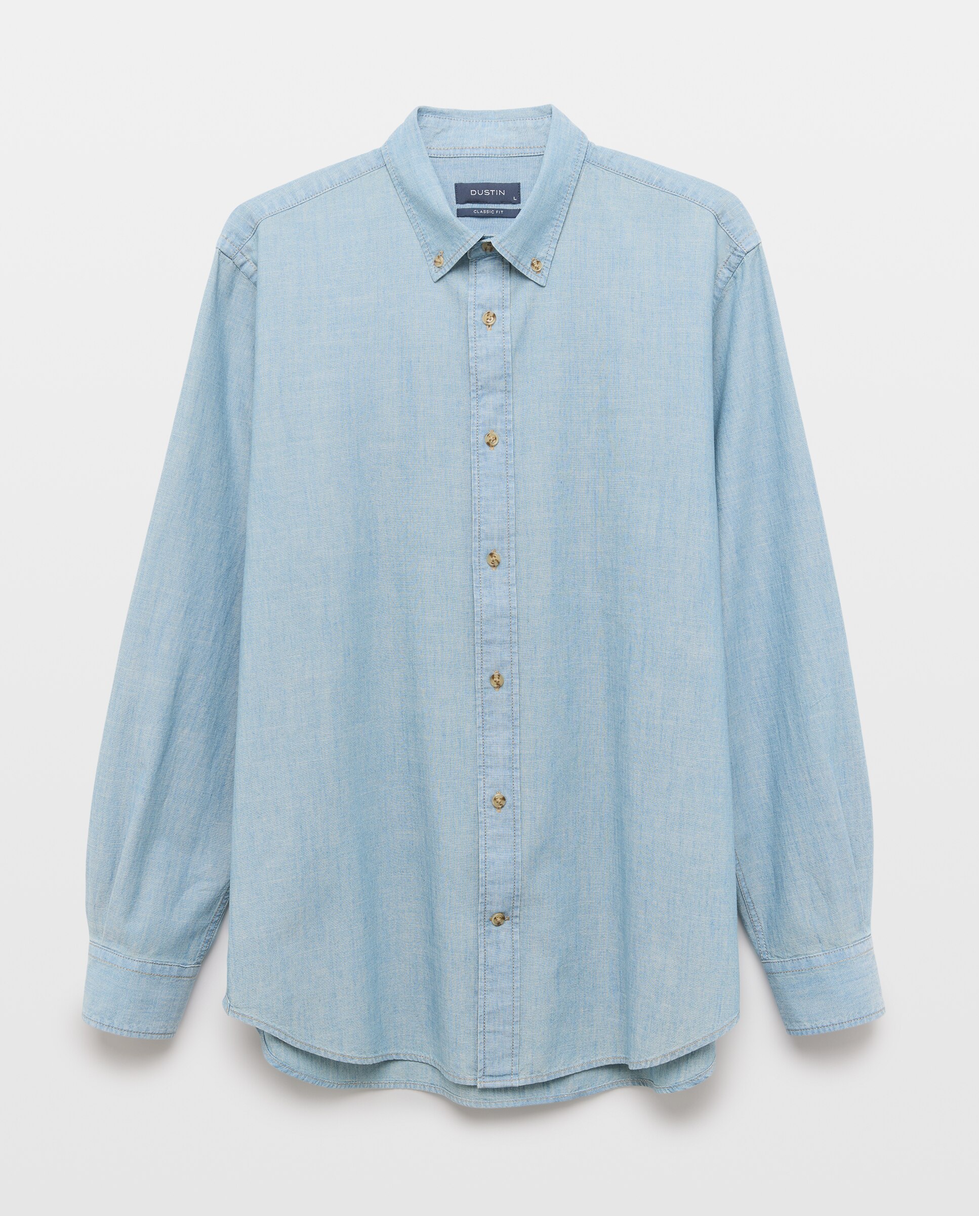 Camisa denim lavada de manga larga de hombre - Dustin - Azul marino Azul marino-4