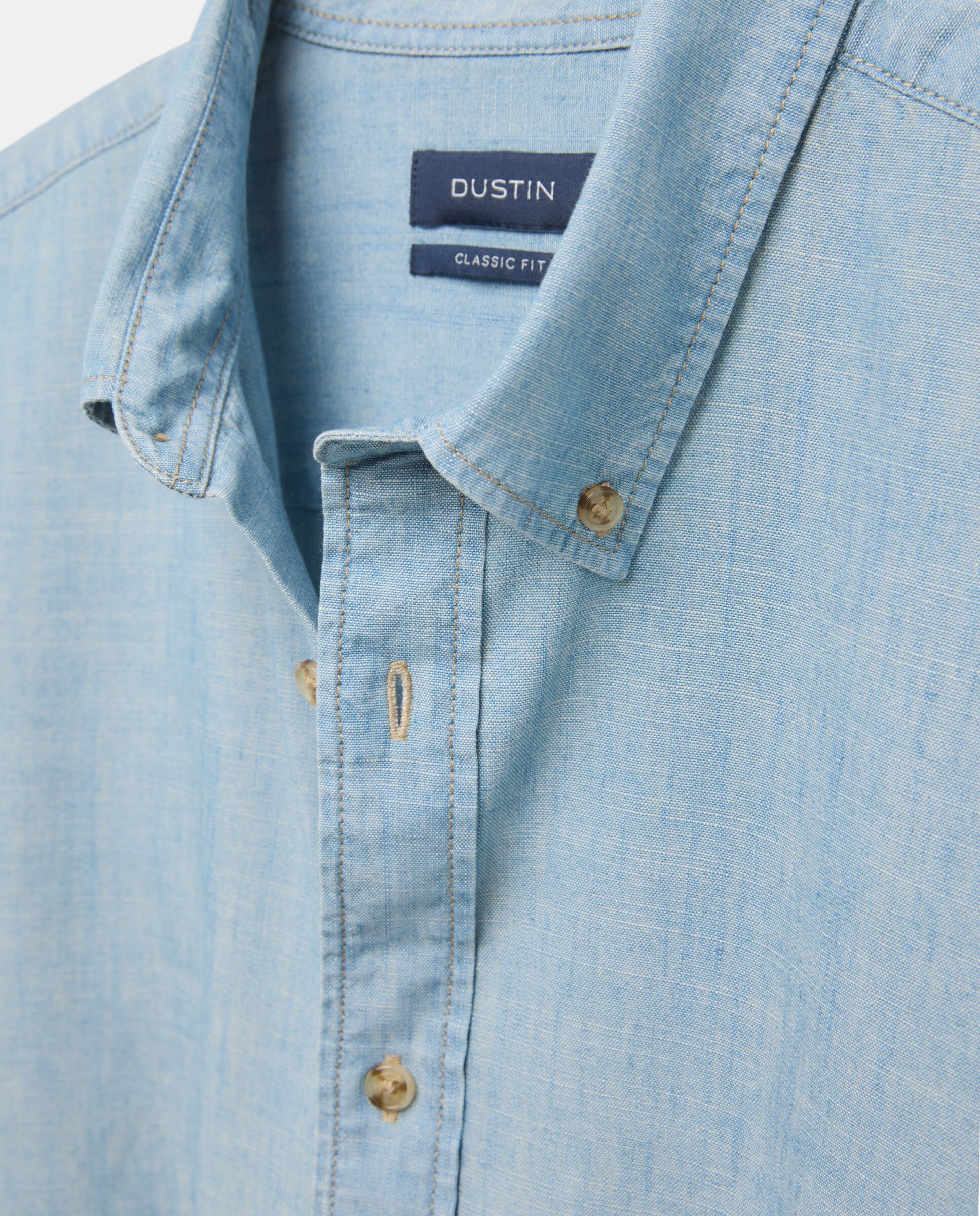 Camisa denim lavada de manga larga de hombre - Dustin - Azul marino Azul marino-5
