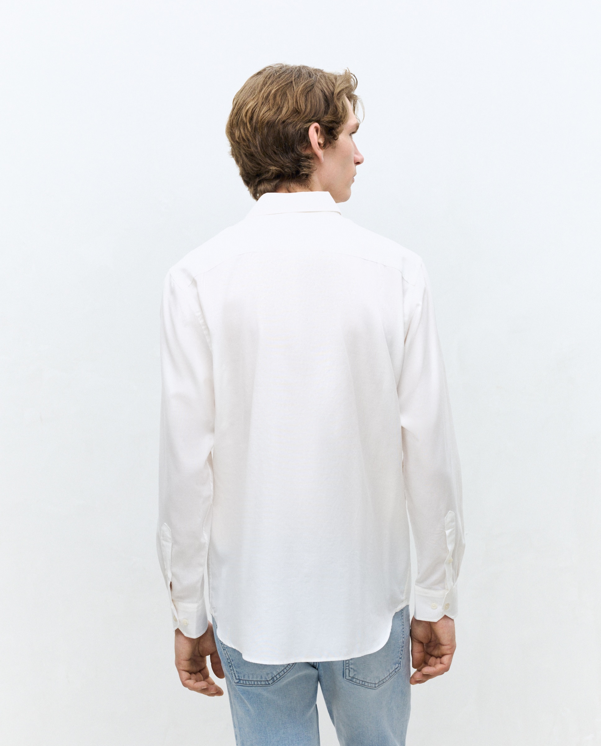 Camisa de sport algodón tencel lisa regular fit - Dustin - Blanco Blanco-3