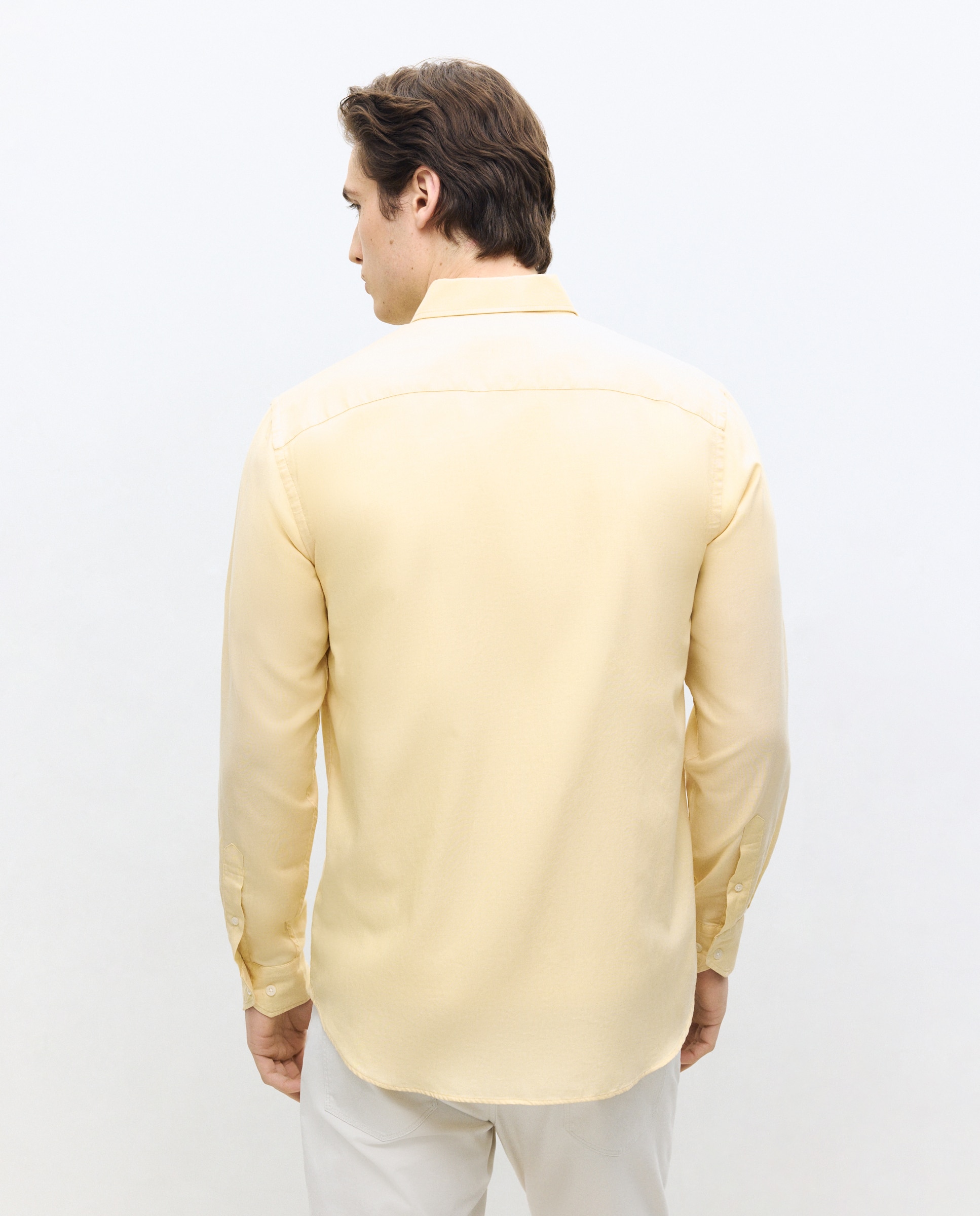 Camisa de sport algodón tencel lisa regular fit - Dustin - 490 Petróleo Mostaza-3