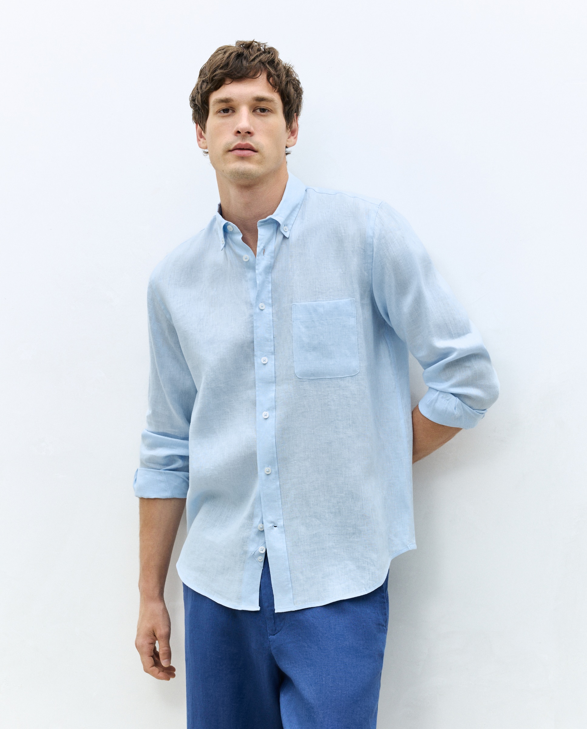 Imagem 0 de Camisa Casual 100% Linho Classic Fit com Manga Comprida