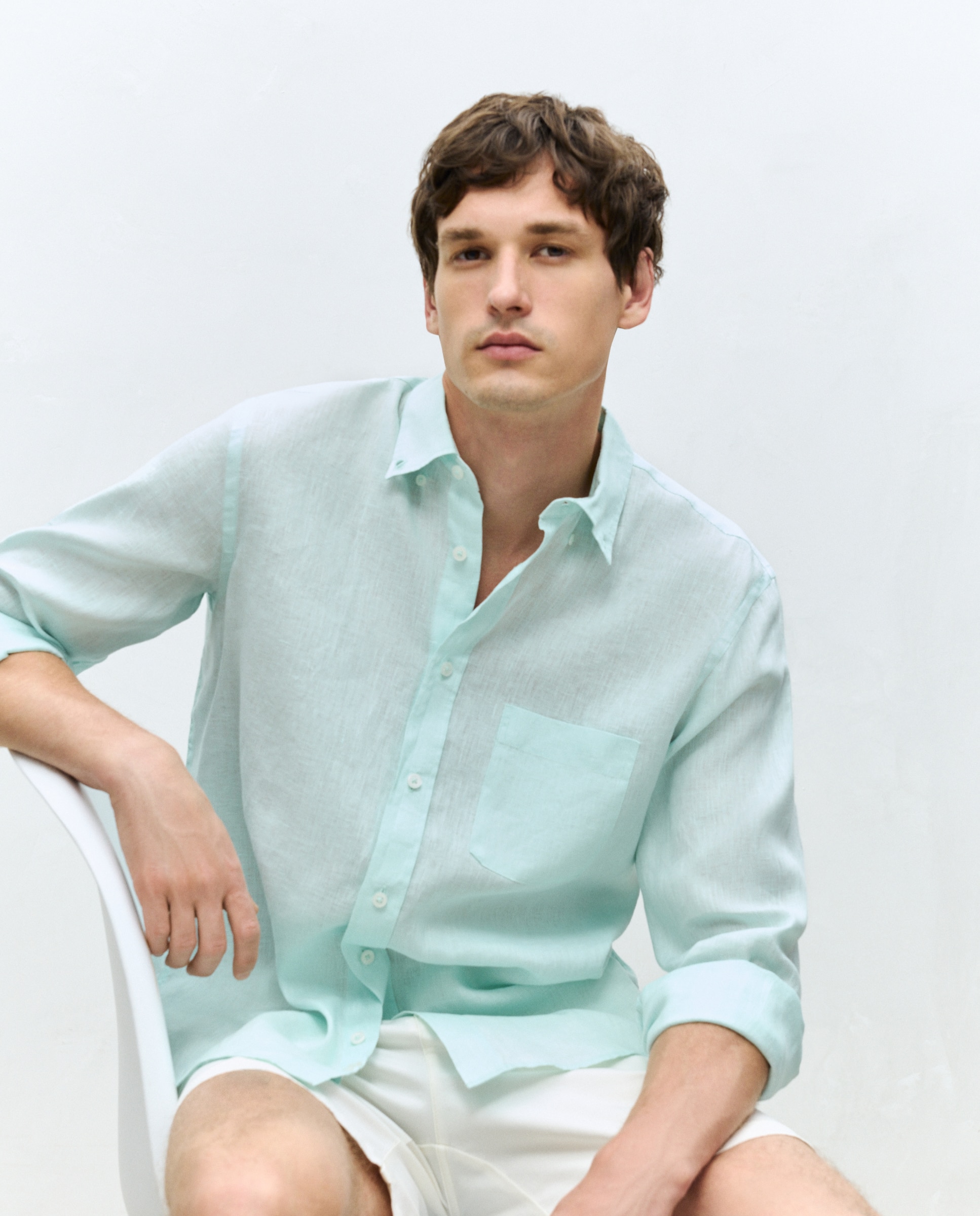 Imagem 0 de Camisa Casual 100% Linho Classic Fit com Manga Comprida