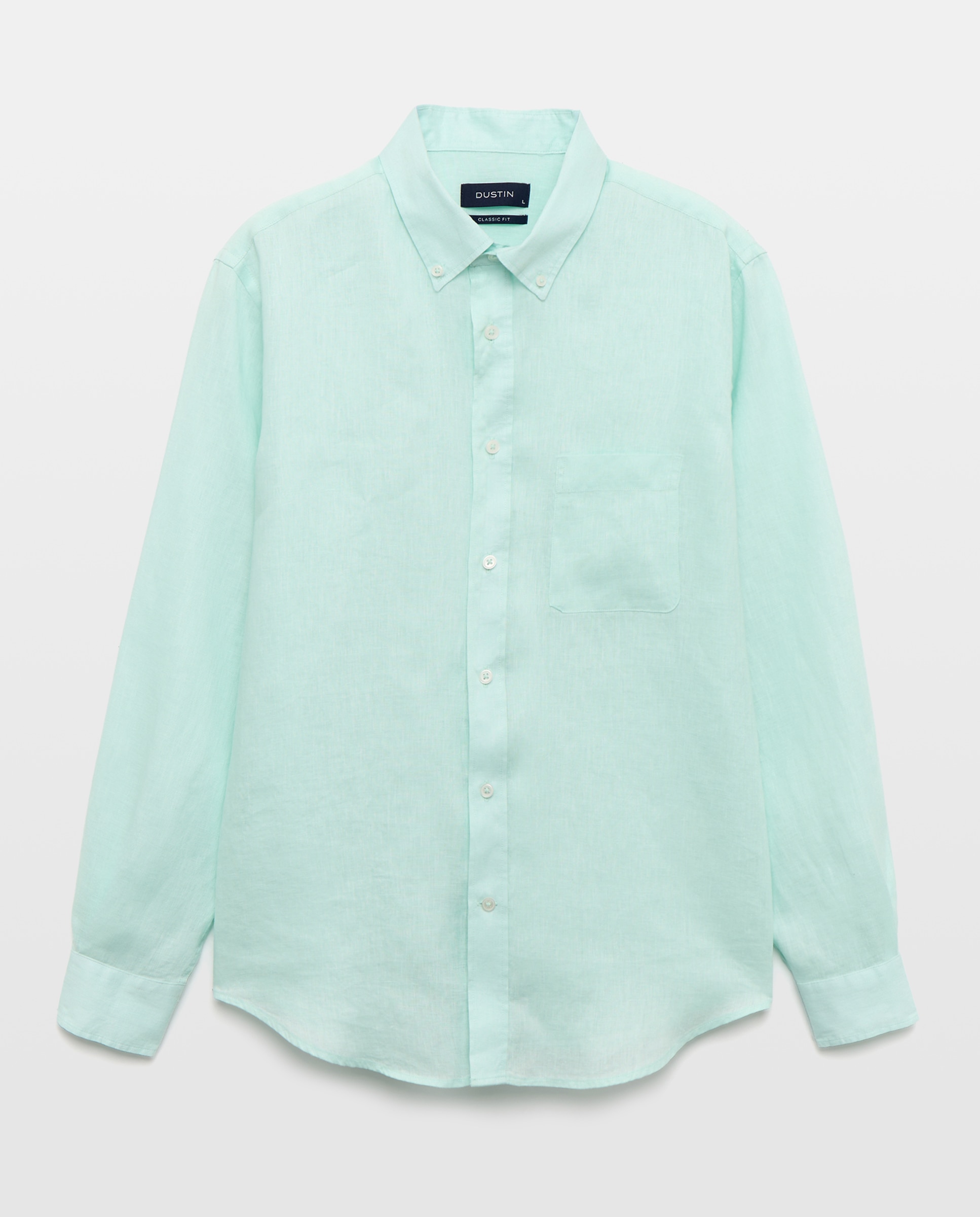 Camisa Casual 100% Linho Classic Fit com Manga Comprida 582 Verde Água-4