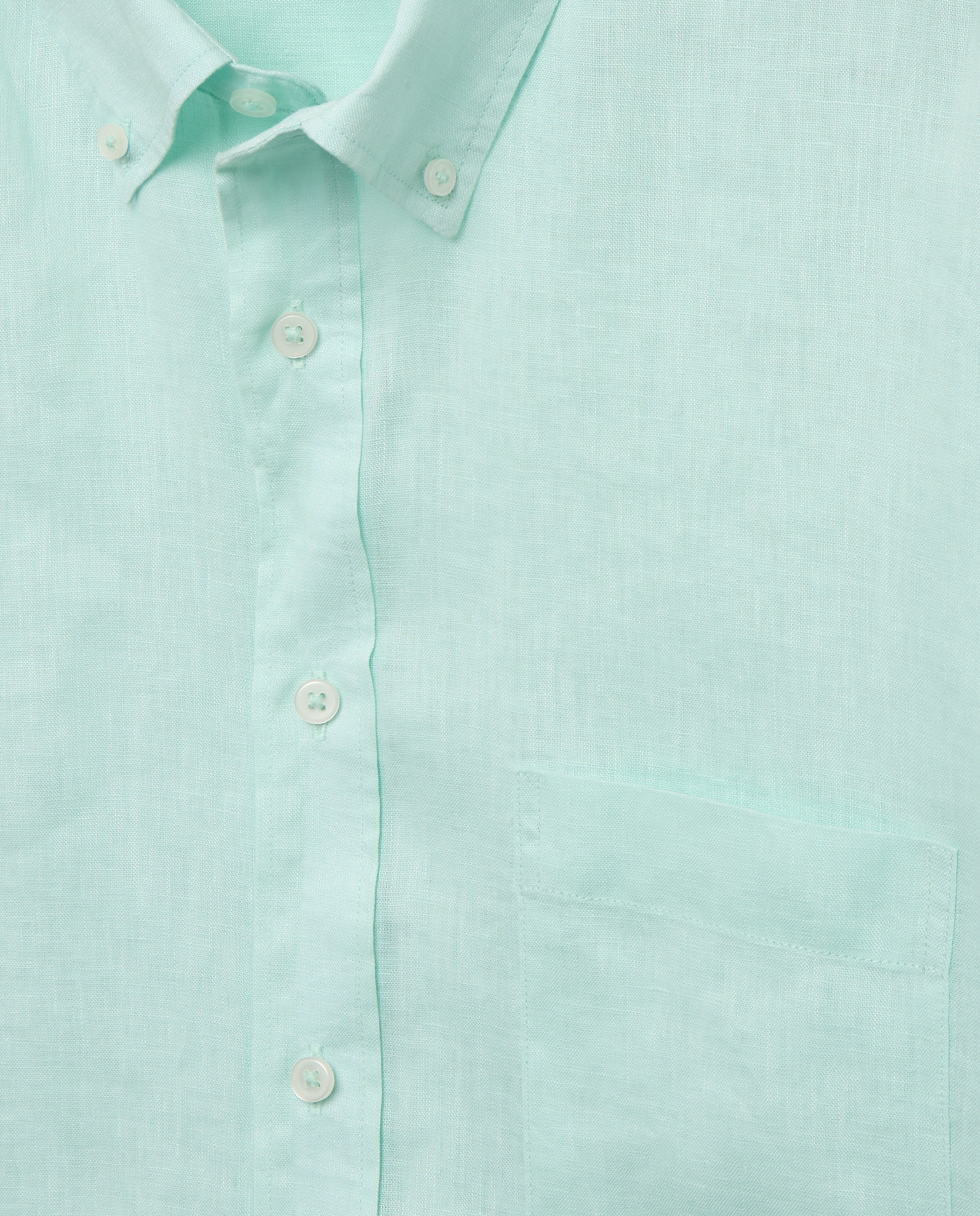 Camisa Casual 100% Linho Classic Fit com Manga Comprida 582 Verde Água-5