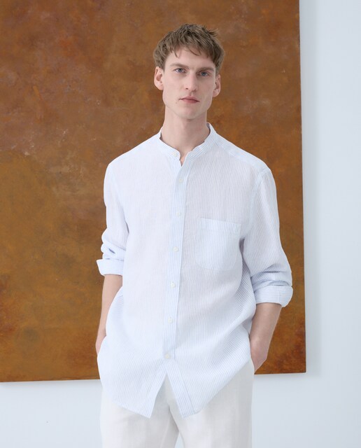 Camisa lino manga larga de hombre