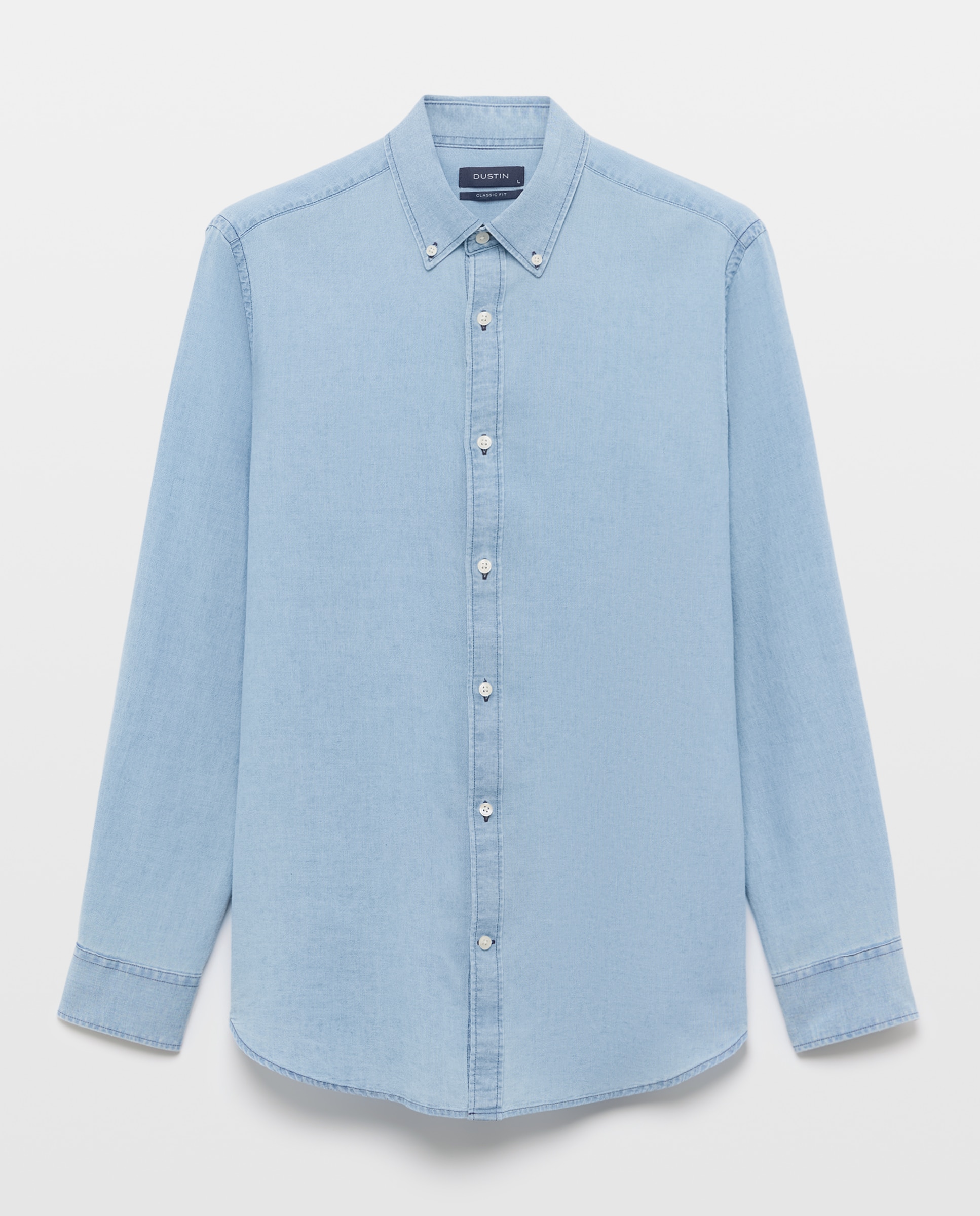 Camisa Denim Look de Algodão e Linho com Manga Comprida Azul-marinho-5