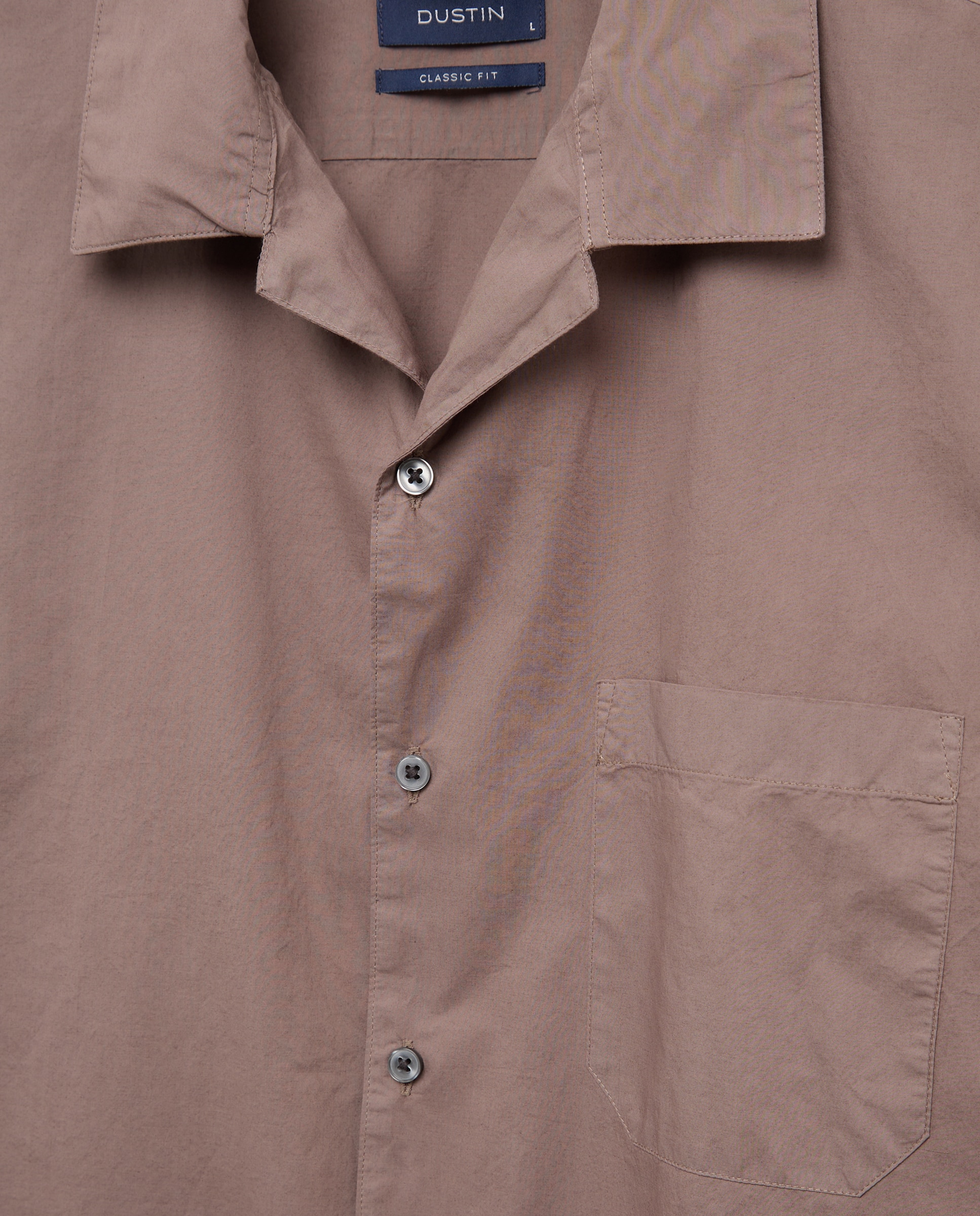 Camisa de Popelina com Gola Bowling Castanho-2